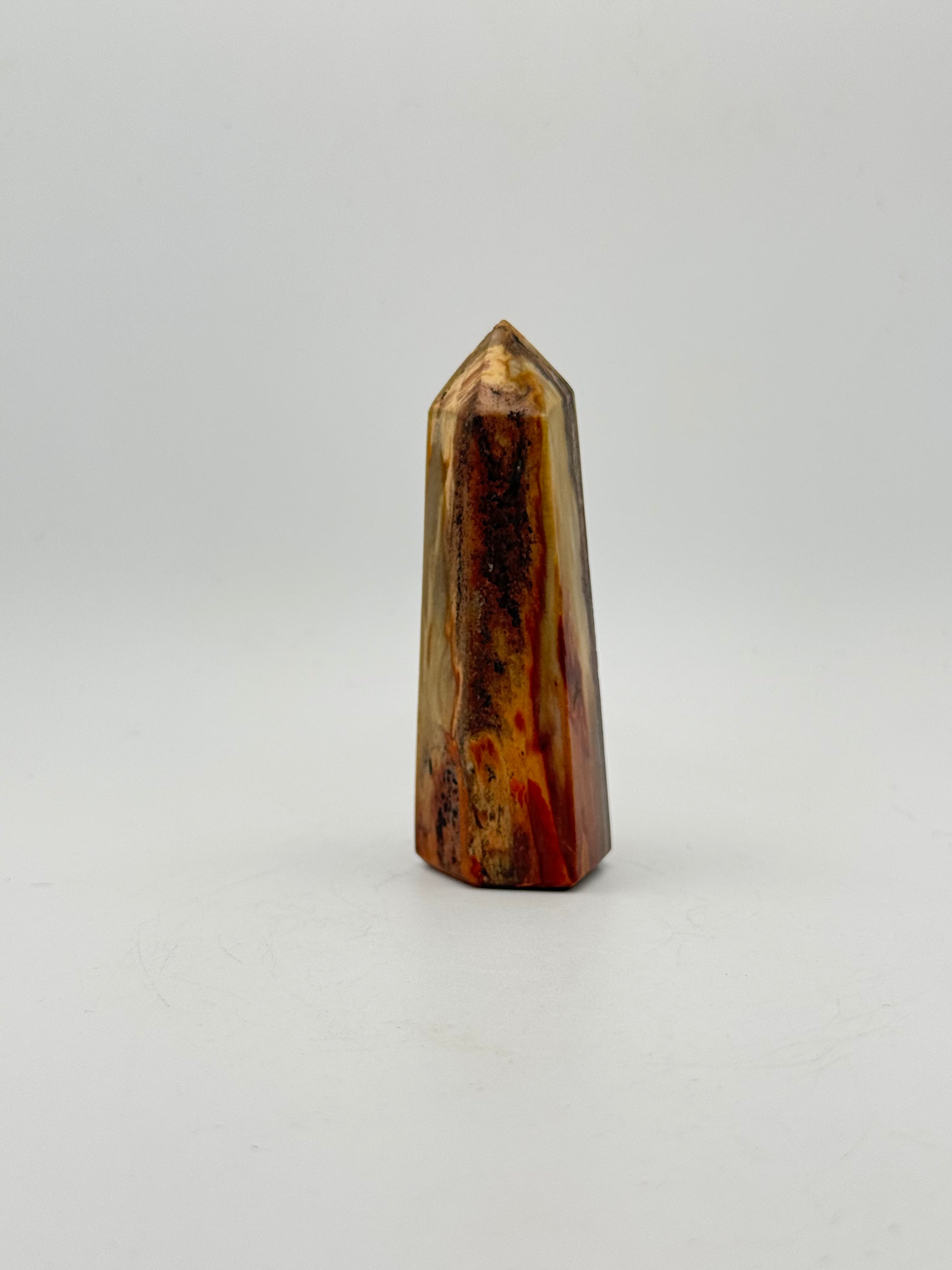 Polished petrified wood tower.