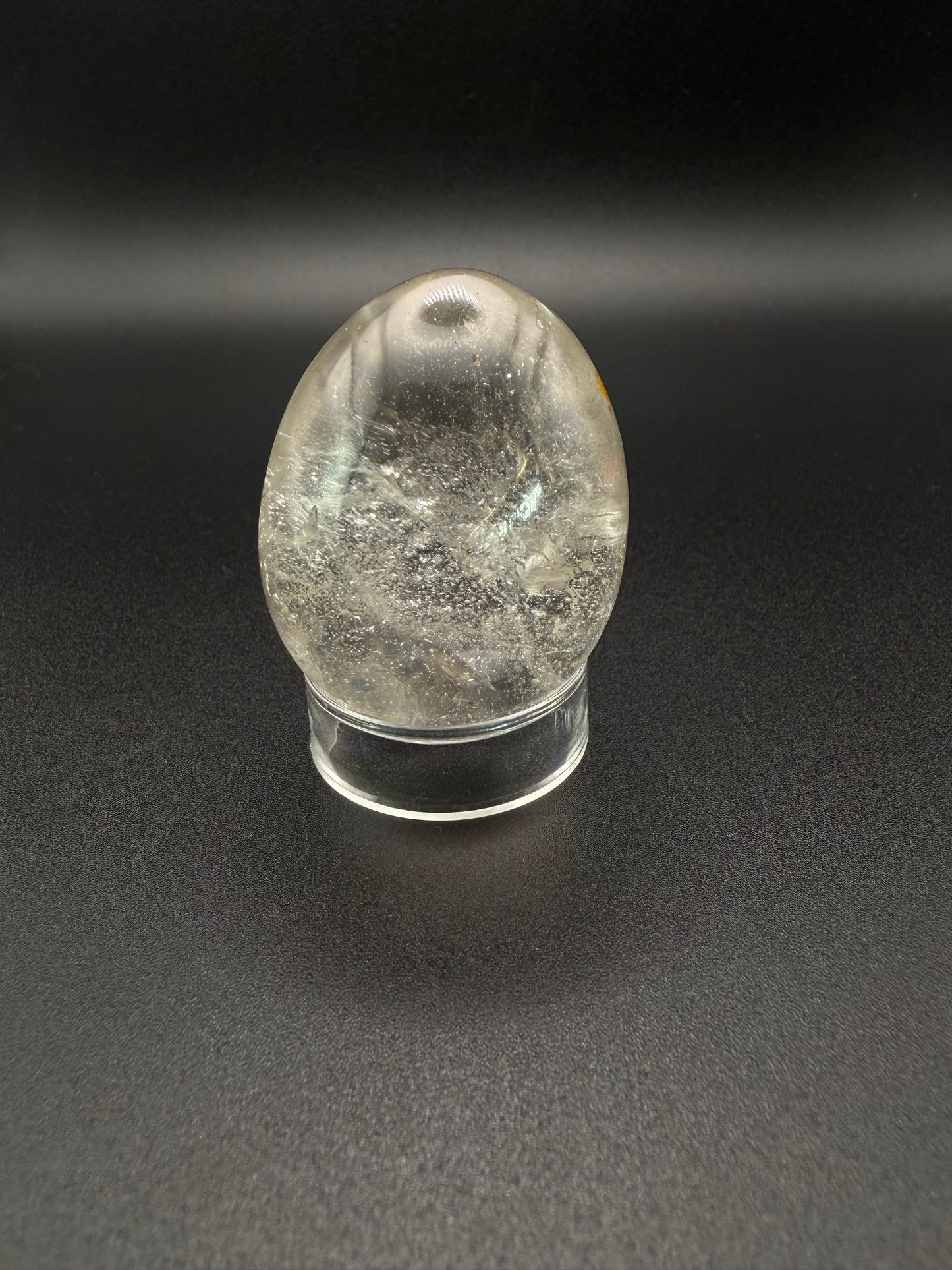 Clear quartz polished crystal egg.