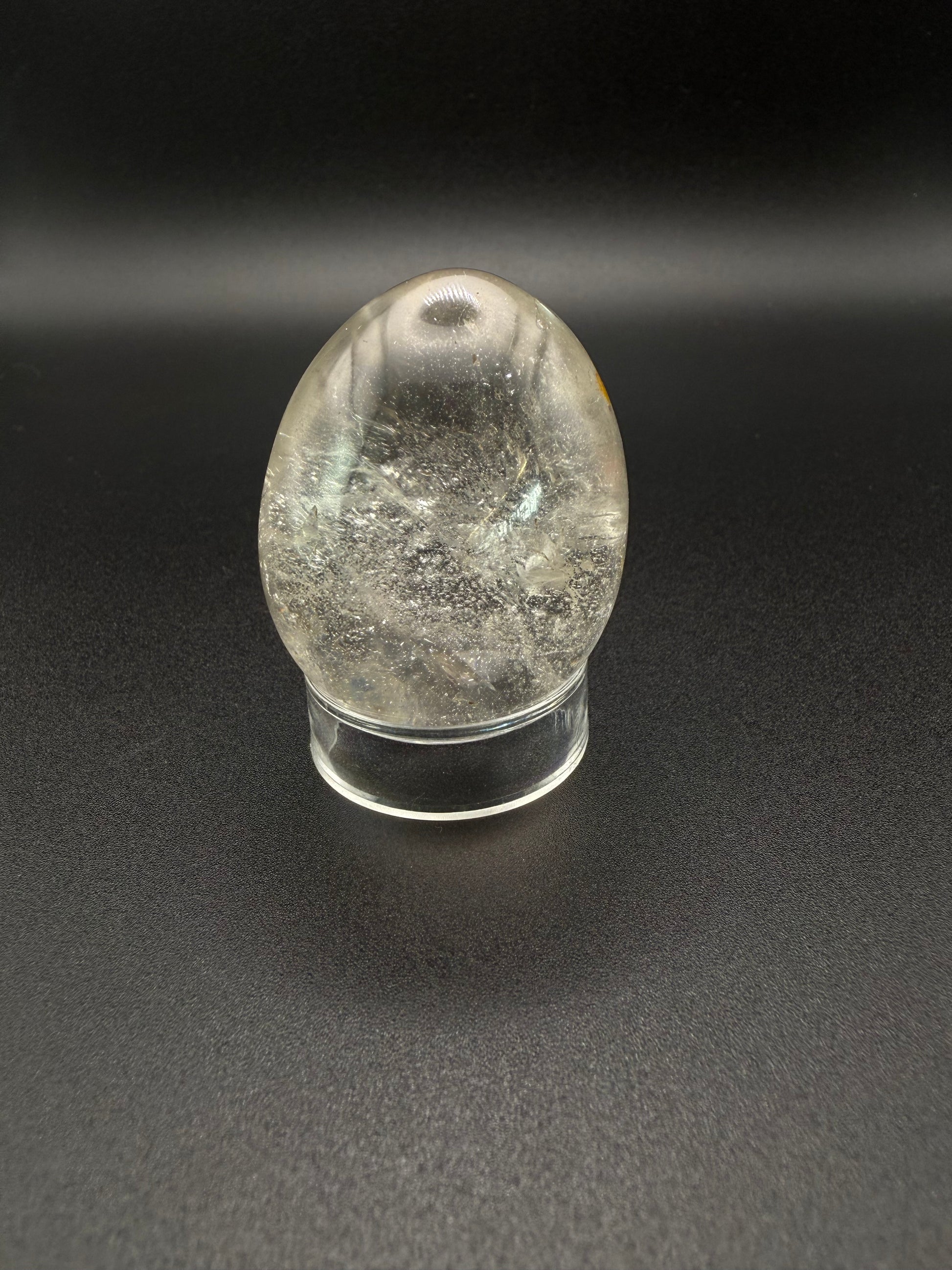 Clear quartz polished crystal egg.