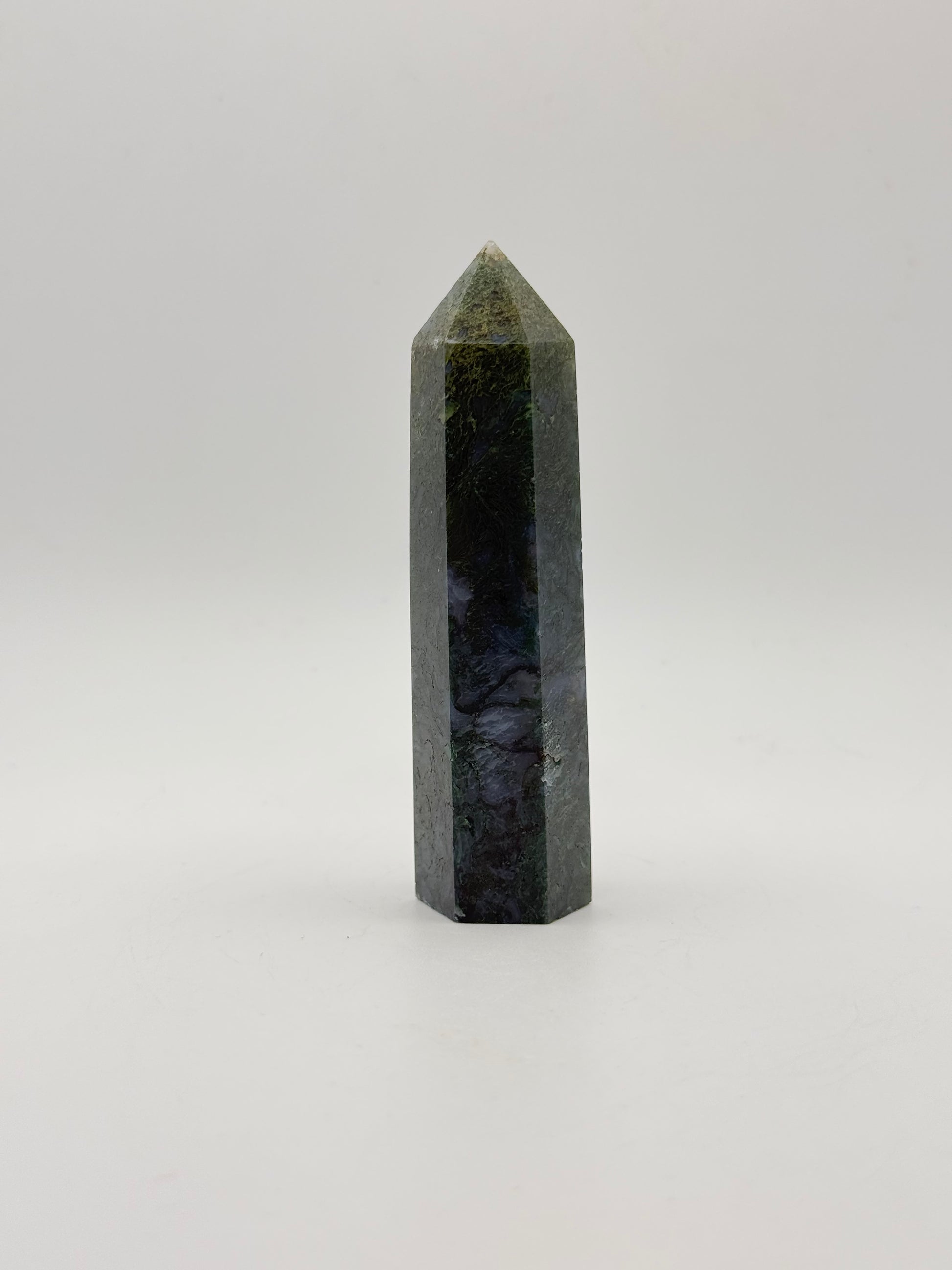 Moss agate crystal tower.