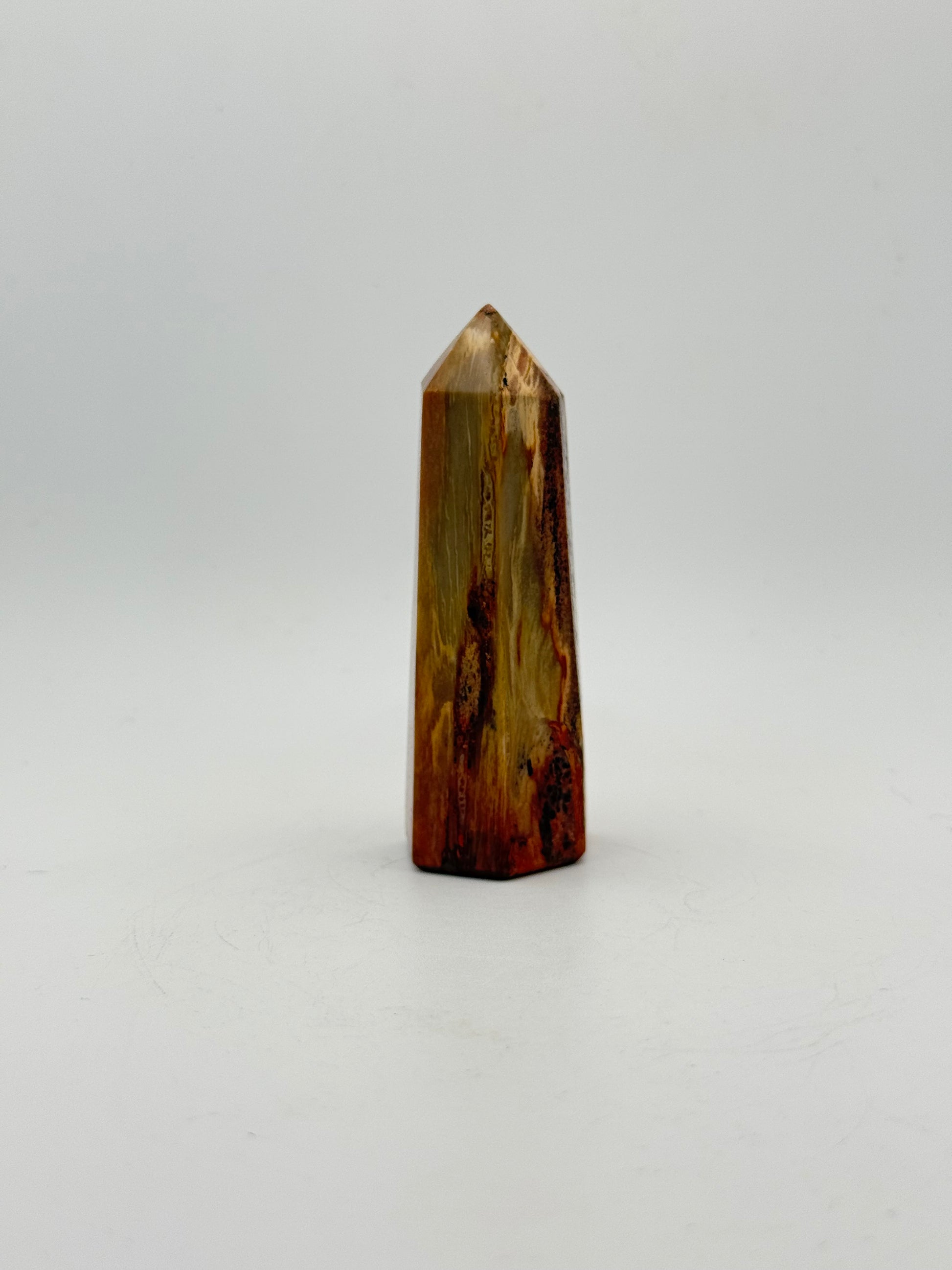 Polished petrified wood tower.