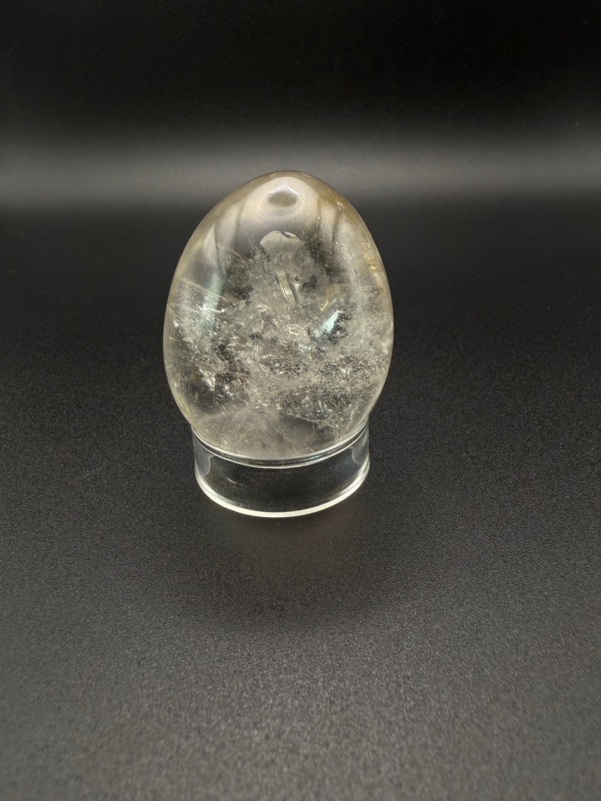 Clear quartz polished crystal egg.