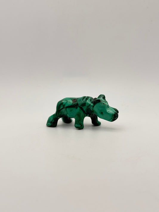 Malachite hippo carving.