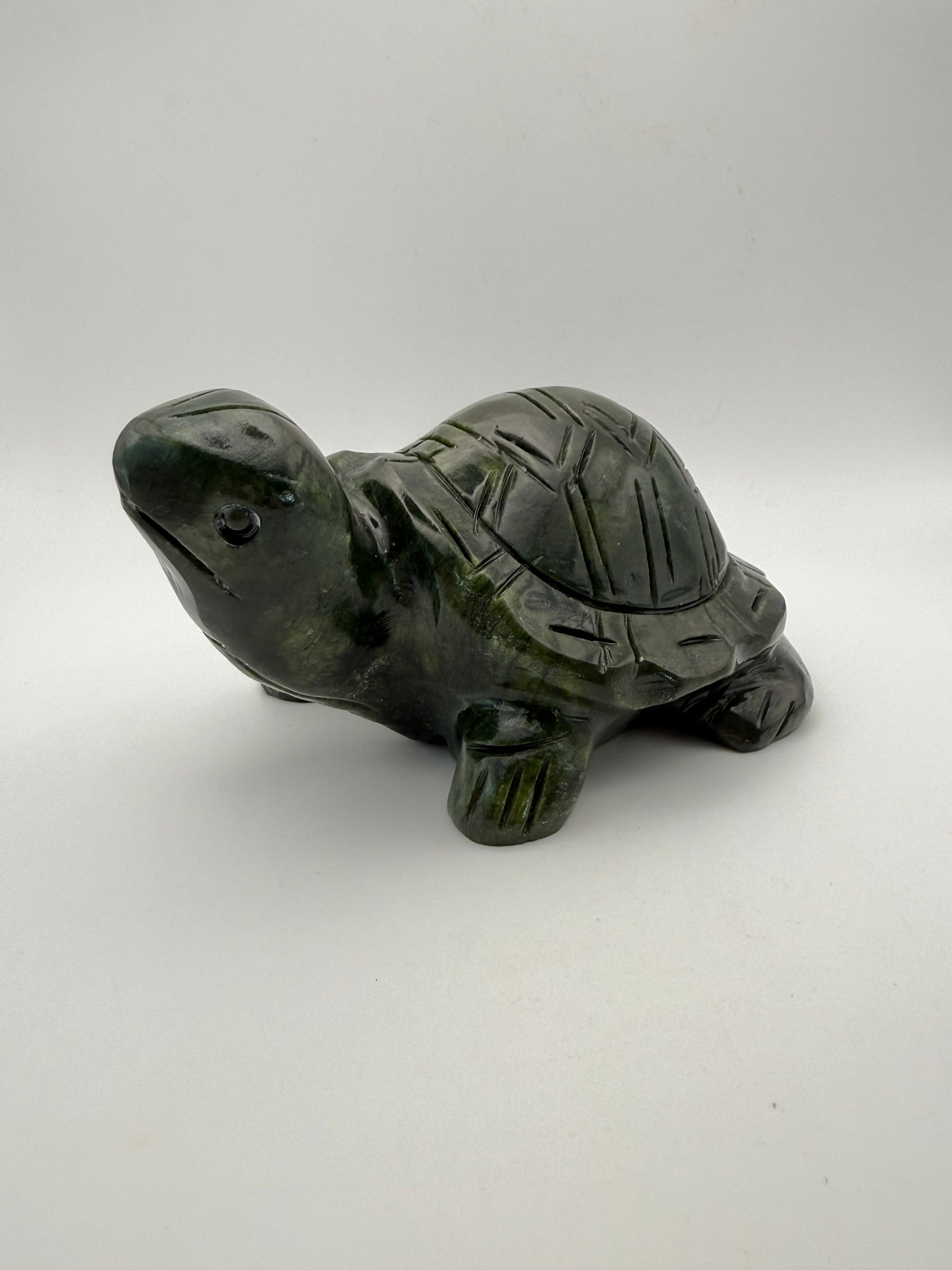 Green jade turtle carving.