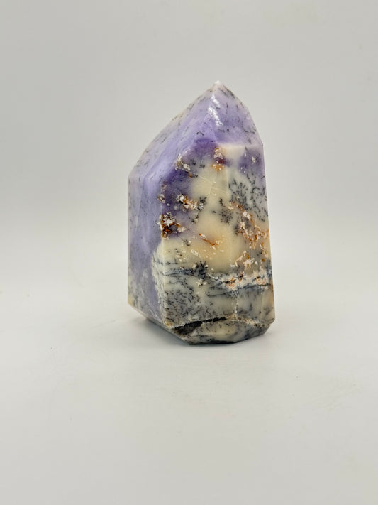 Dendritic Opal polished crystal tower. 3.5 inches tall.