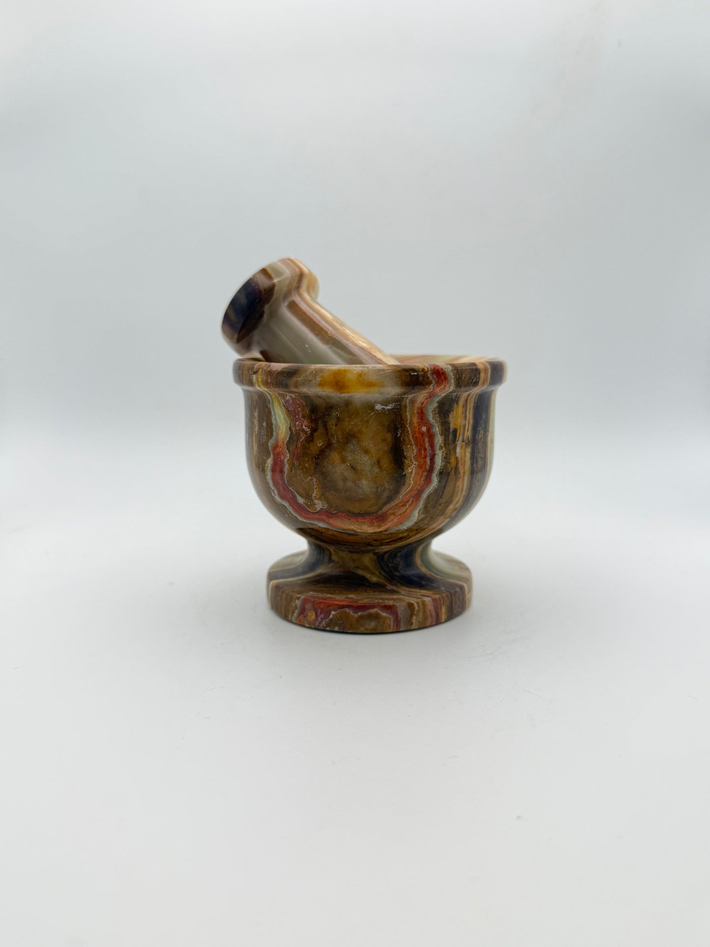3 inch mortar and pestle made from onyx stone.
