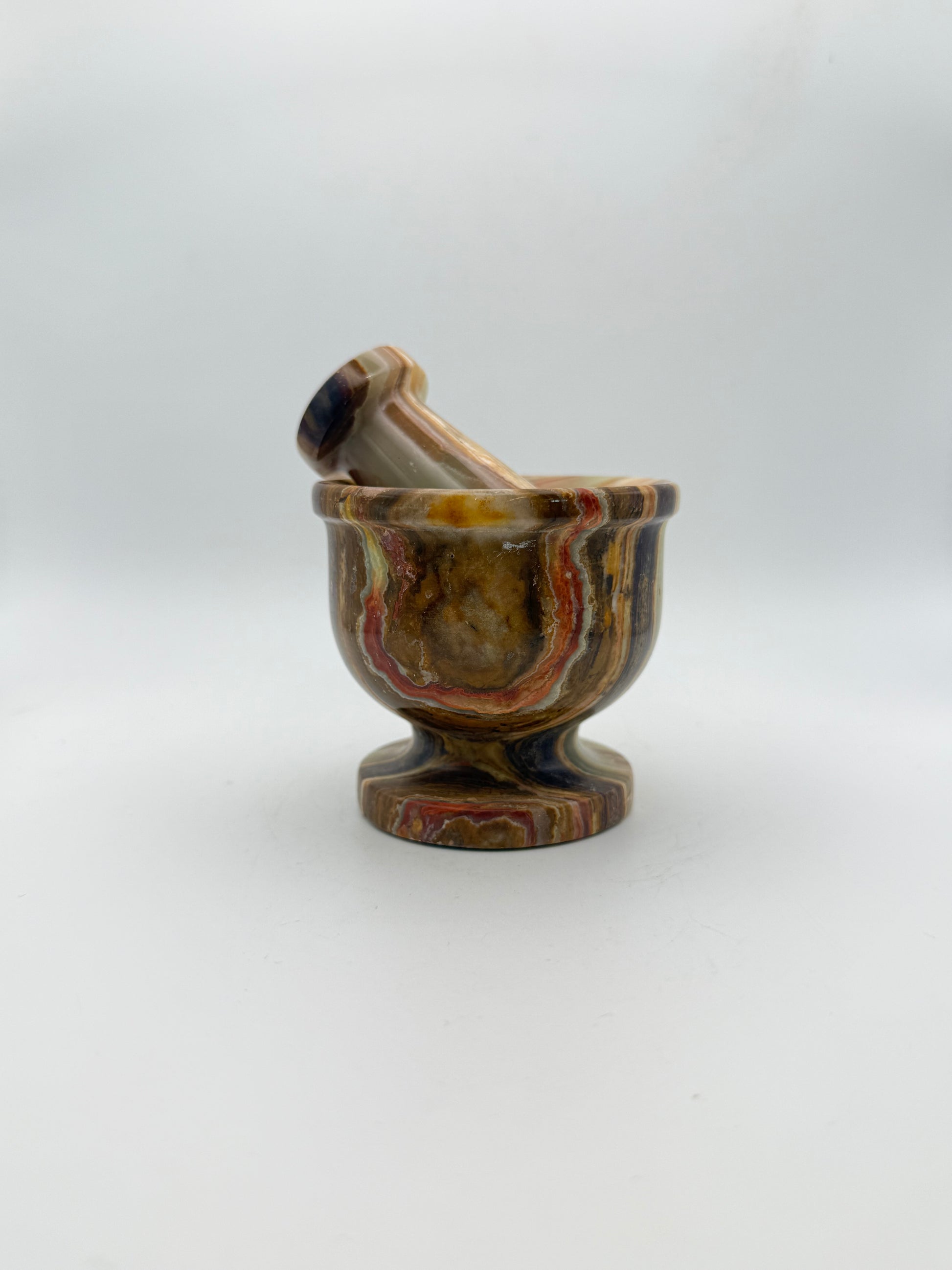 3 inch mortar and pestle made from onyx stone.