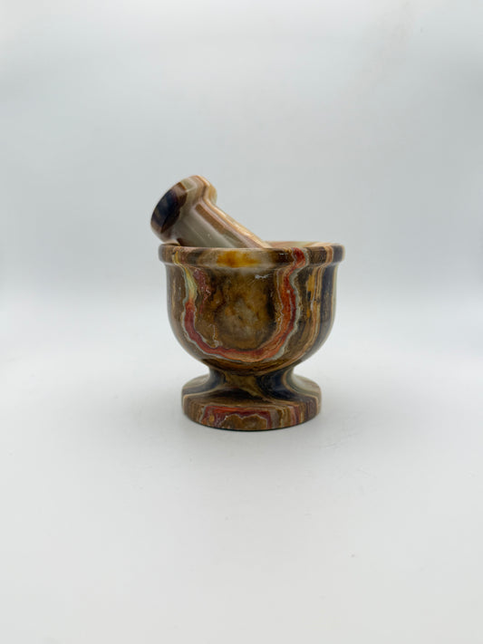 3 inch mortar and pestle made from onyx stone.