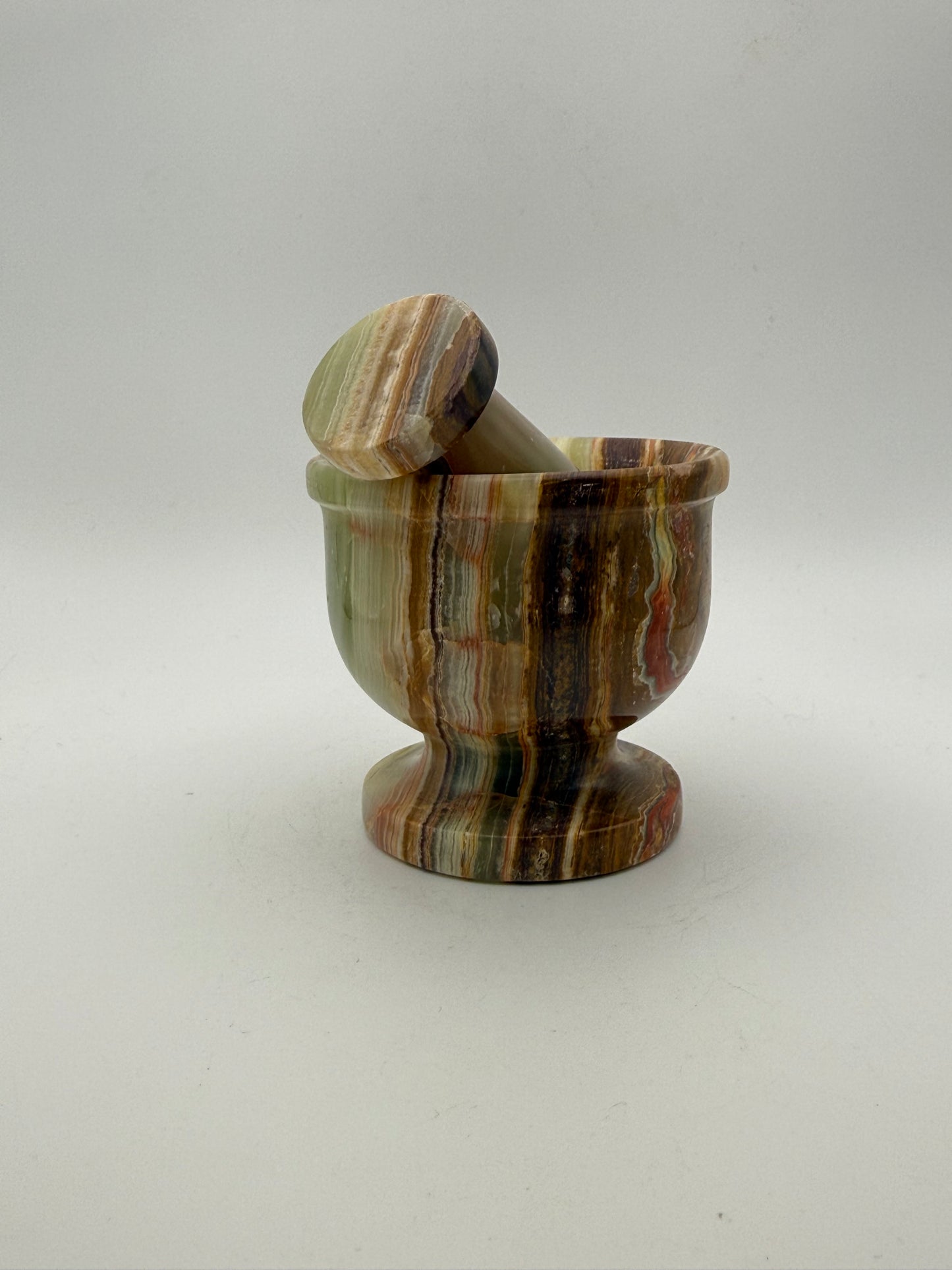 3 inch mortar and pestle made from onyx stone.