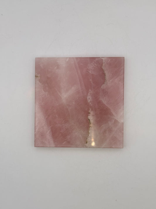 Polished rose quartz tile.