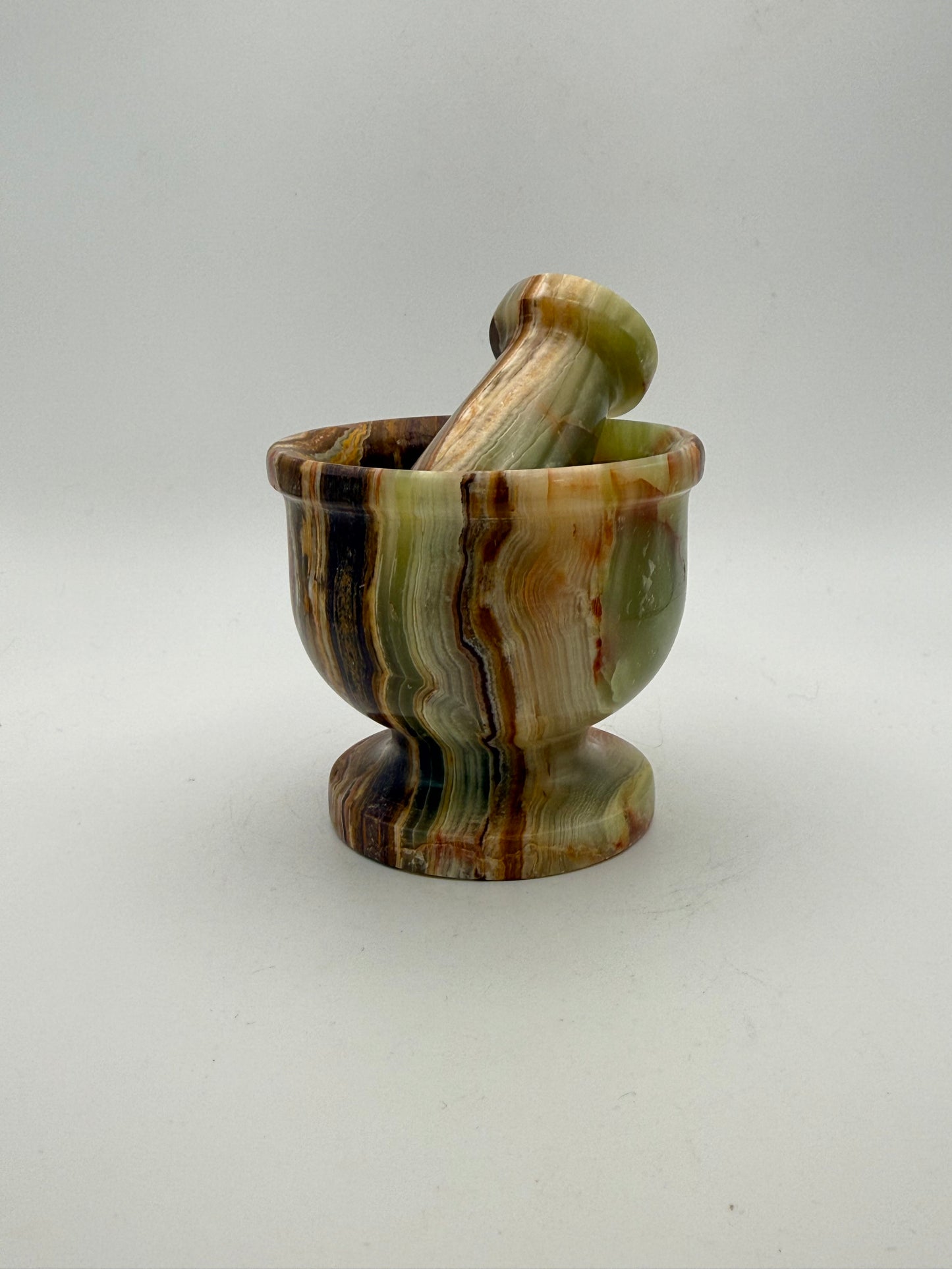 3 inch mortar and pestle made from onyx stone.