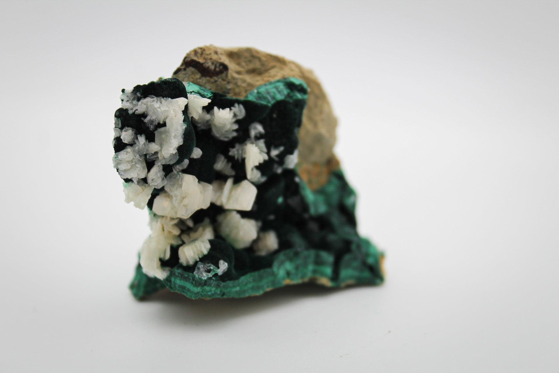 Raw velvet malachite with calcite specimen