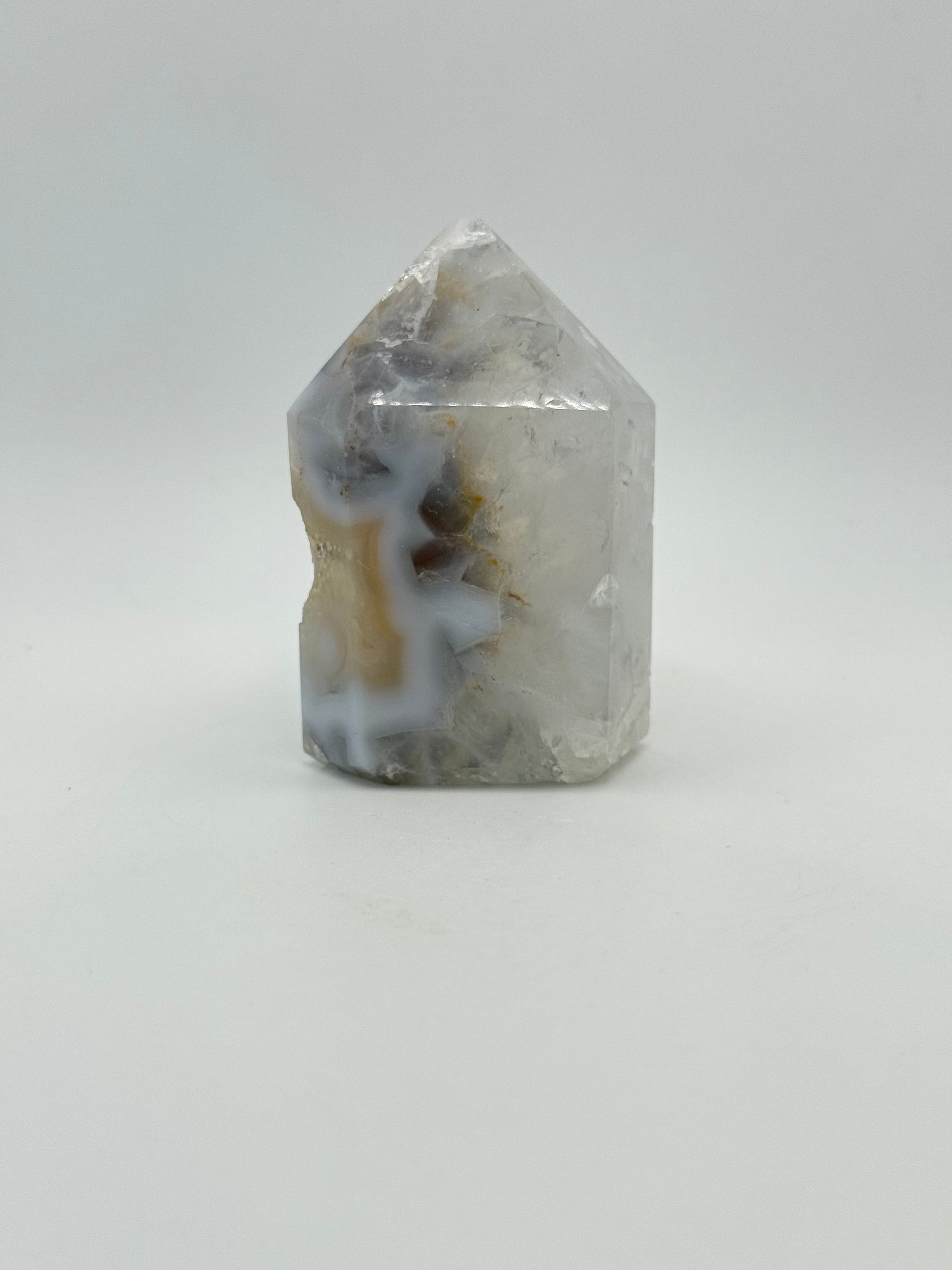 Polished druzy agate tower.
