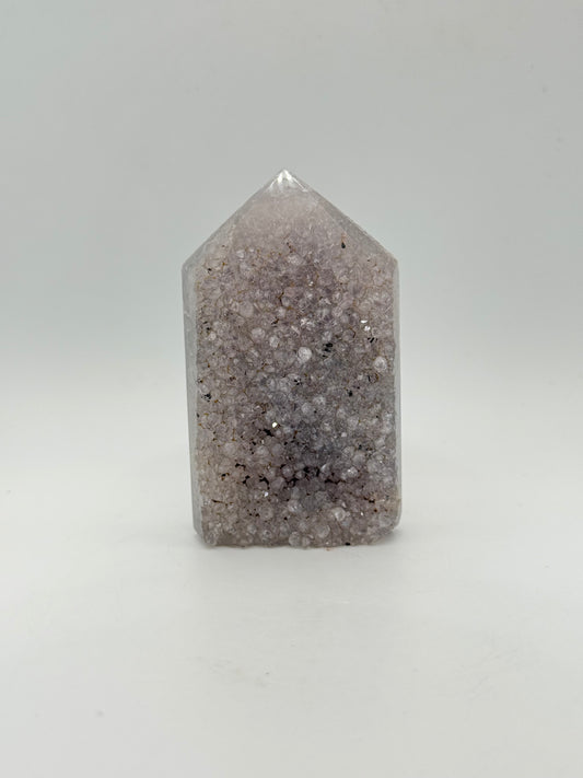 Polished druzy agate tower. About 3.25  inches tall.