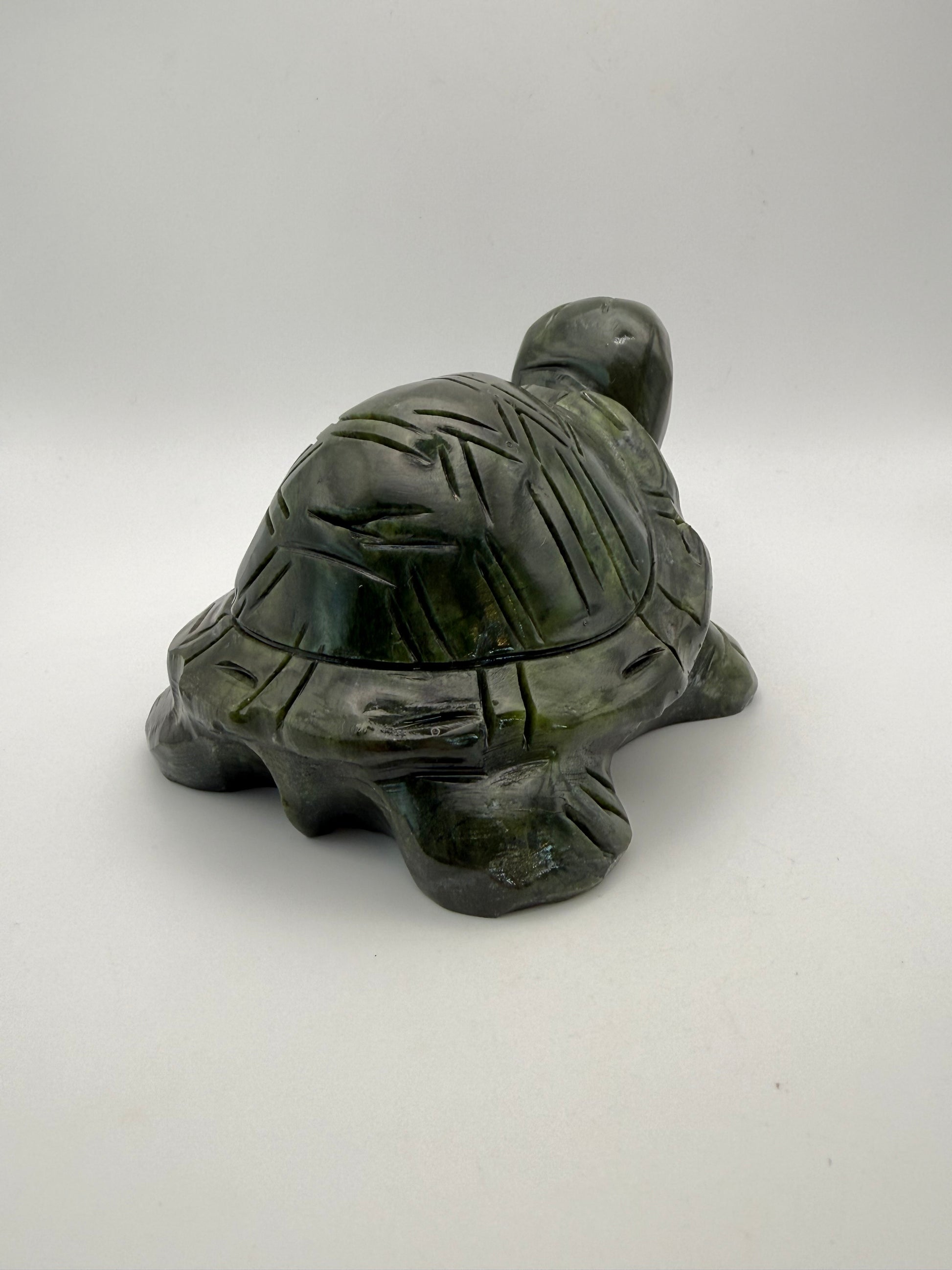 Green jade turtle carving.