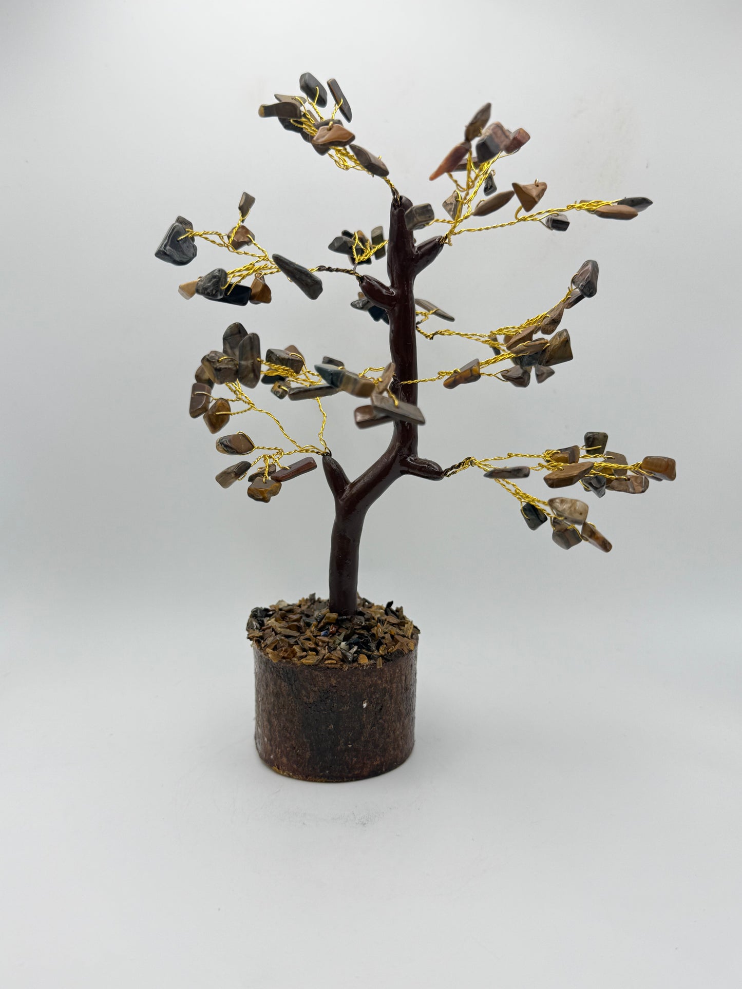Wire tree with yellow tiger eye chips as leafs.