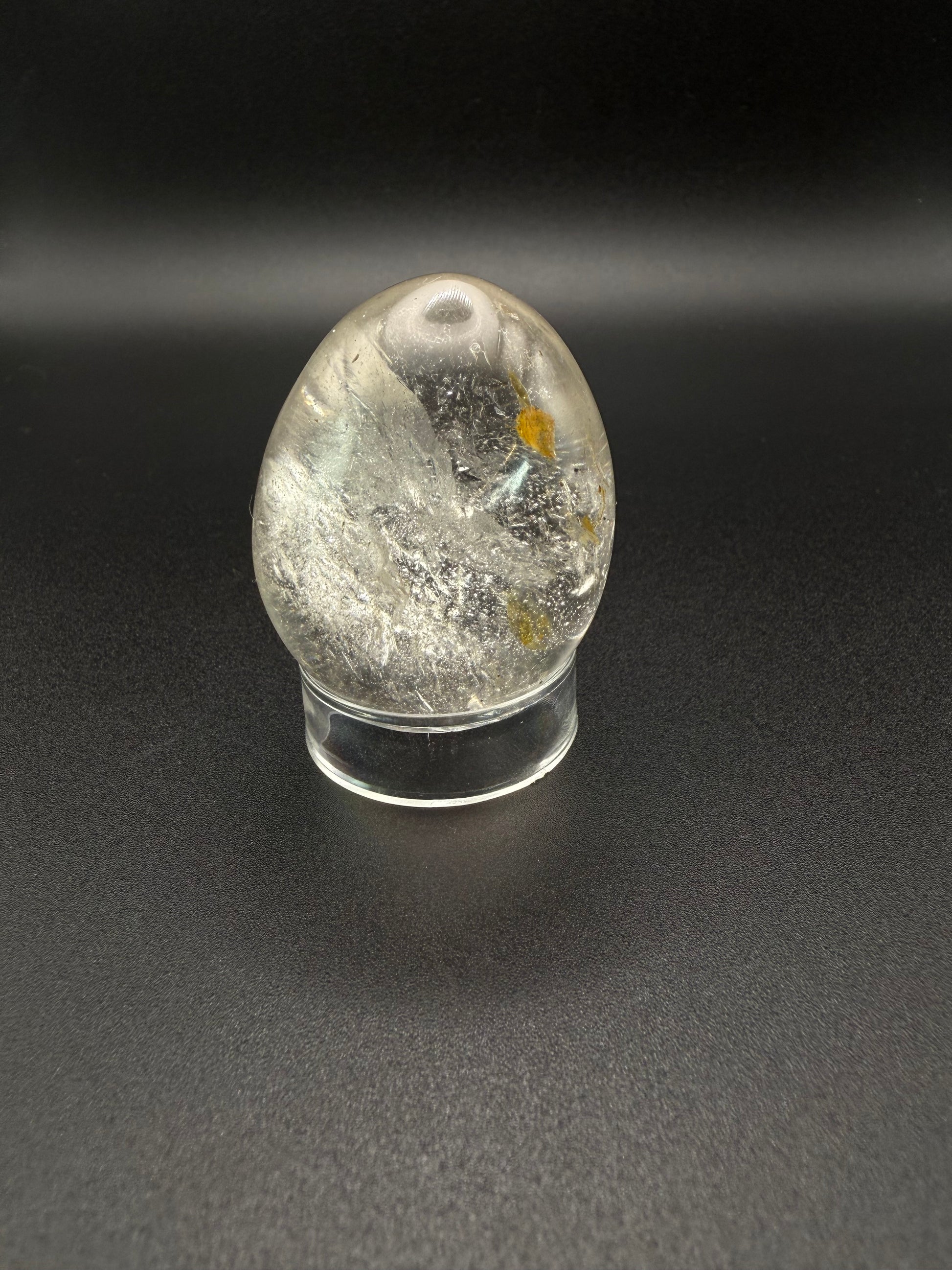 Clear quartz polished crystal egg.
