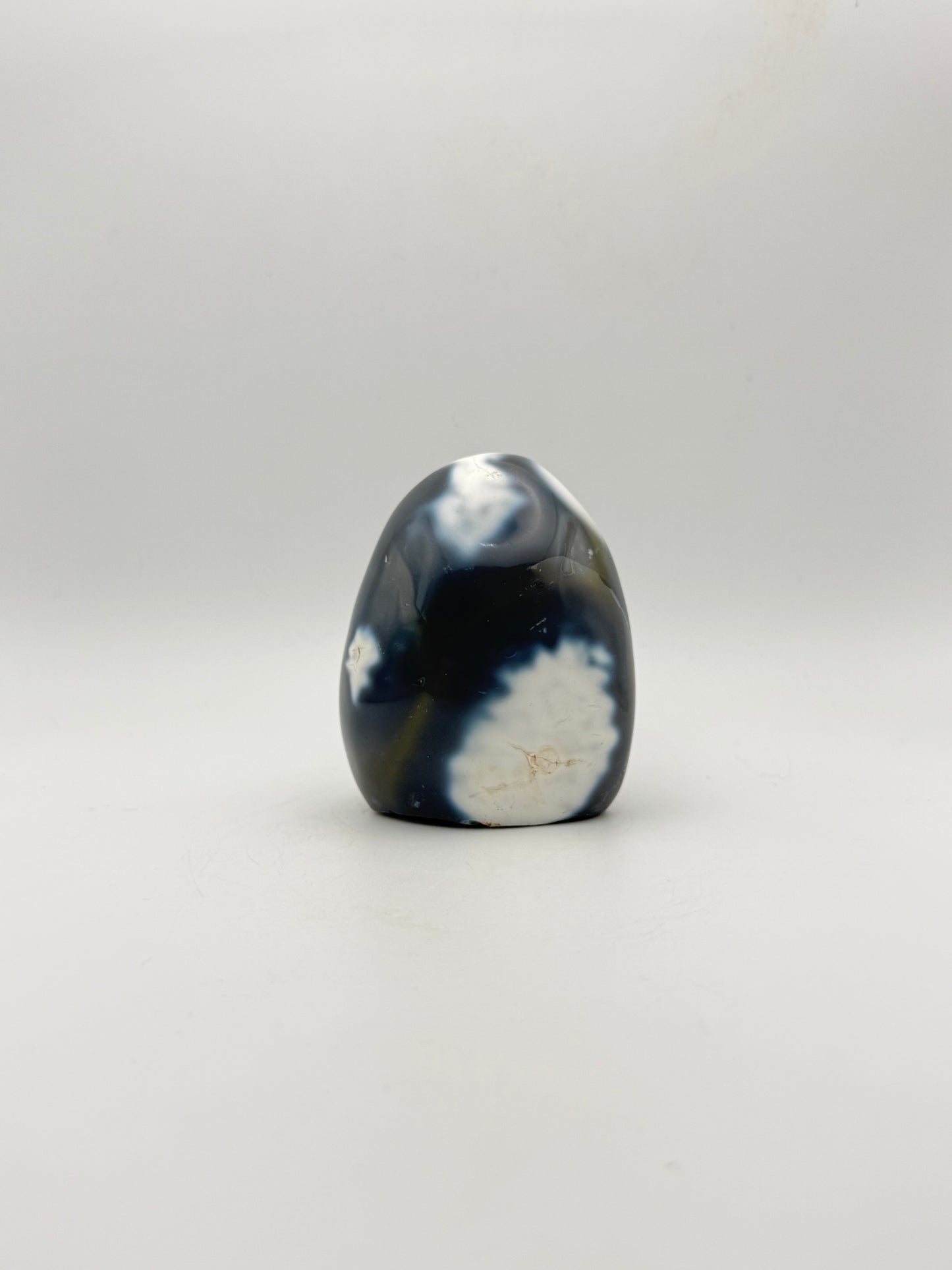 Polished orca agate free form.