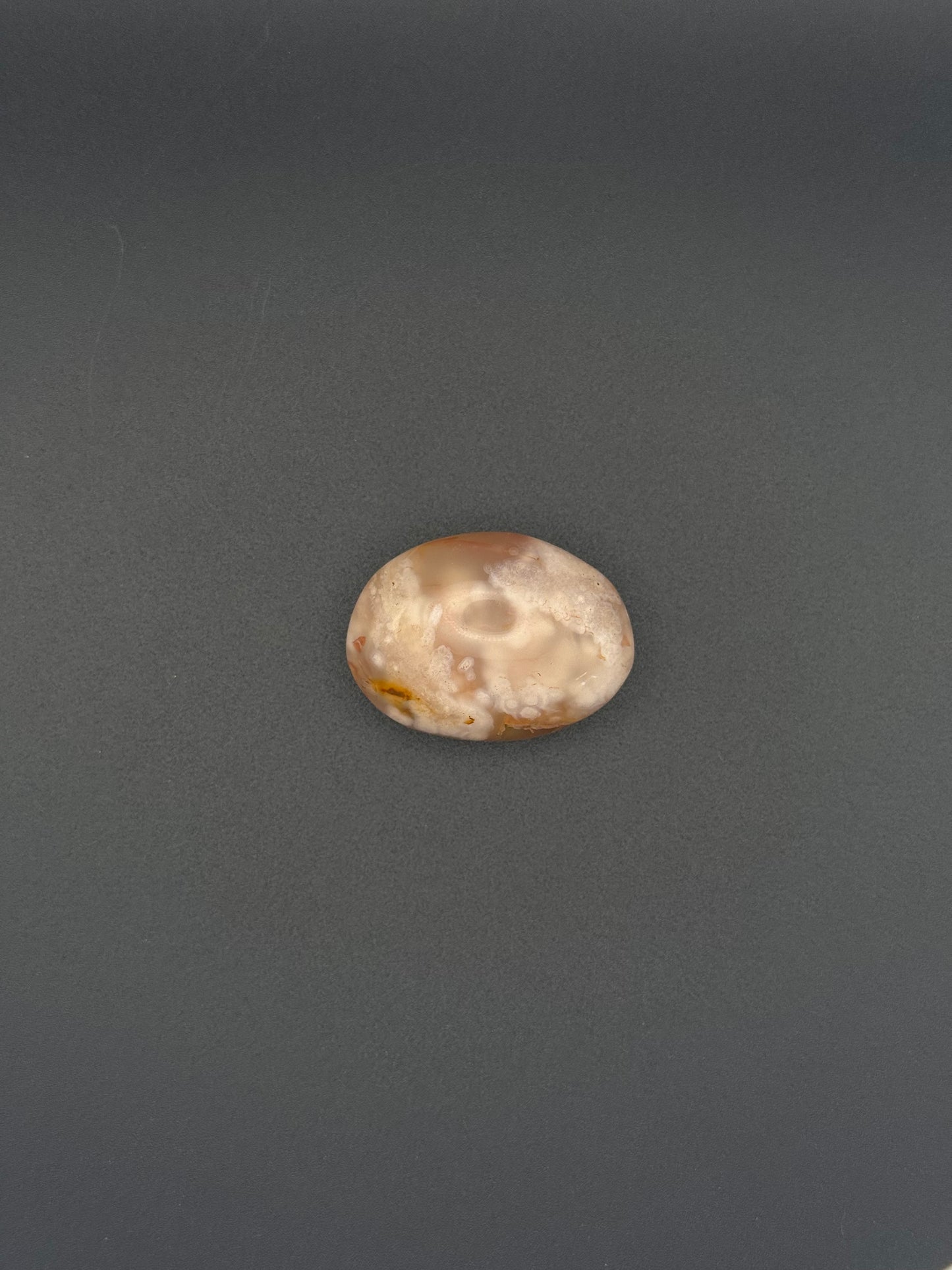 Flower agate polished crystal palm stone.