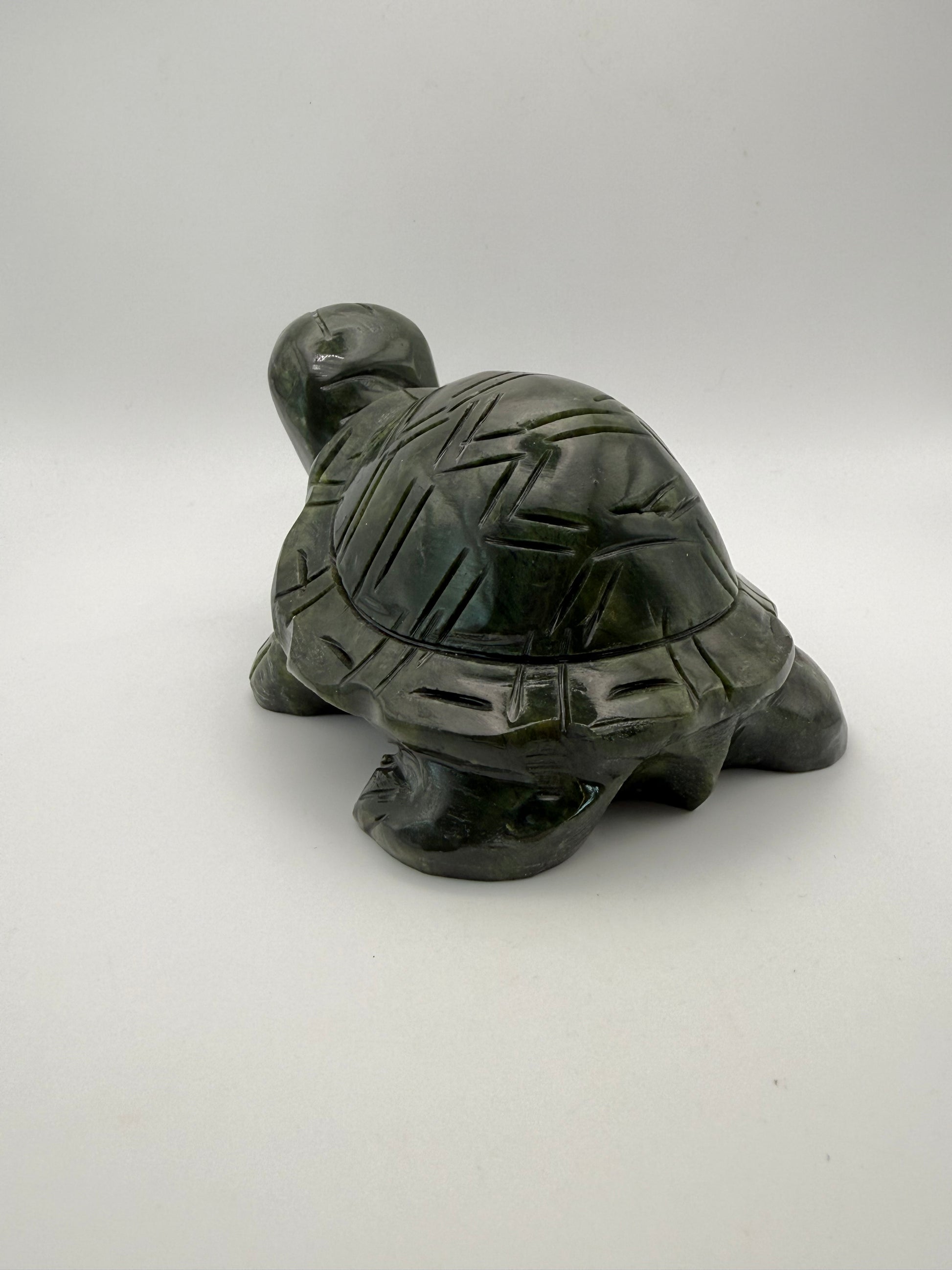 Green jade turtle carving.