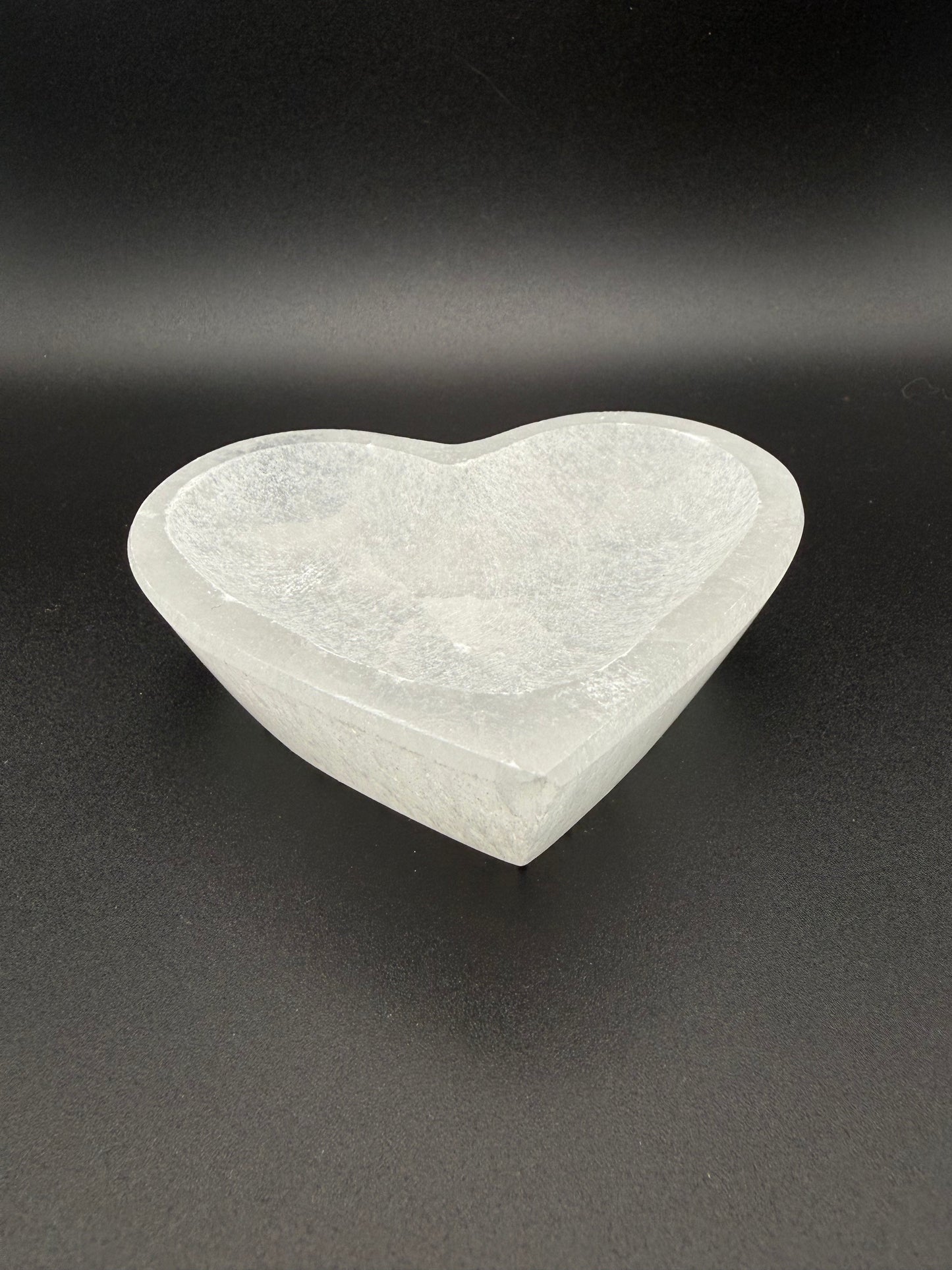 Selenite heart shaped bowl.