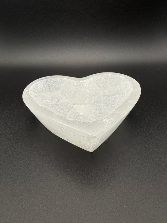 Selenite heart shaped bowl.