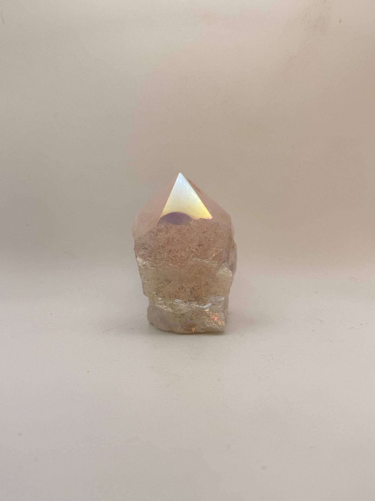 Treated rose quartz tower.