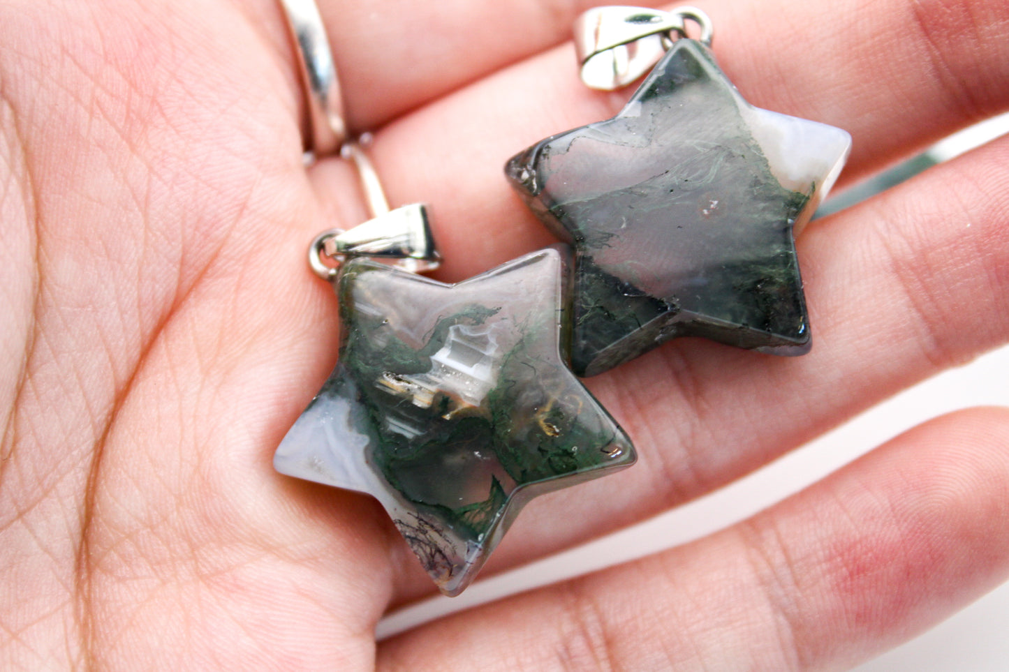 Moss Agate Star Pendant