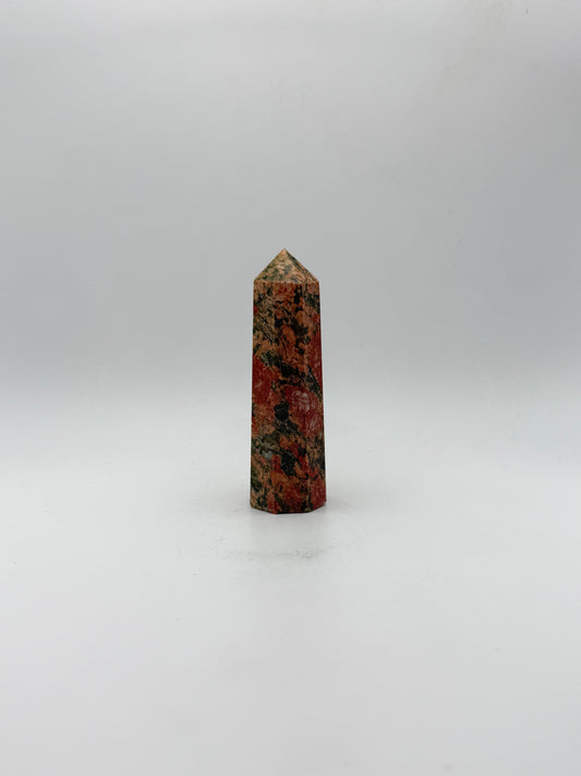 Polished unakite tower.
