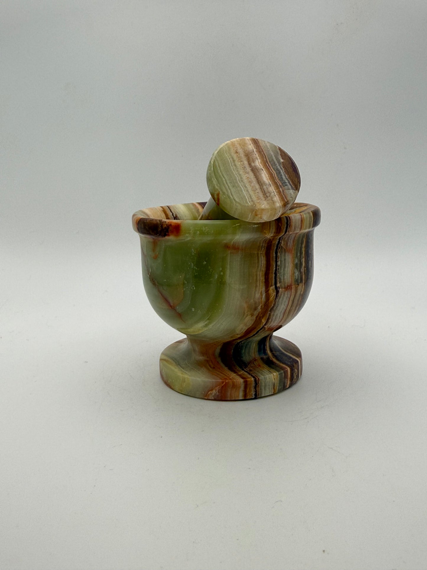 3 inch mortar and pestle made from onyx stone.