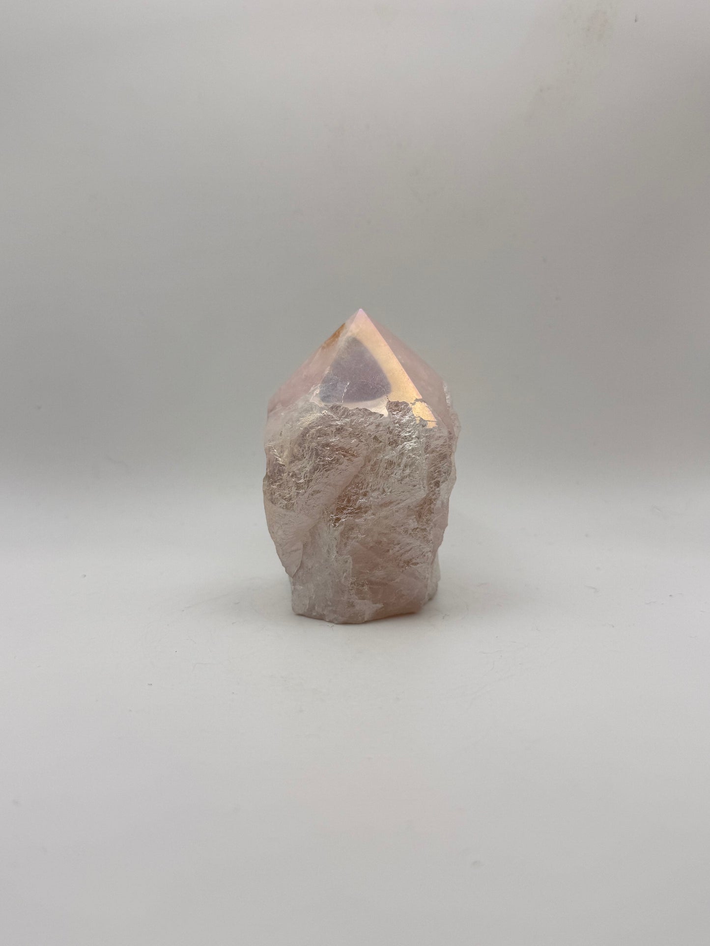 Treated rose quartz tower.