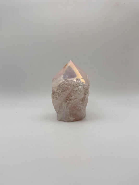 Treated rose quartz tower.