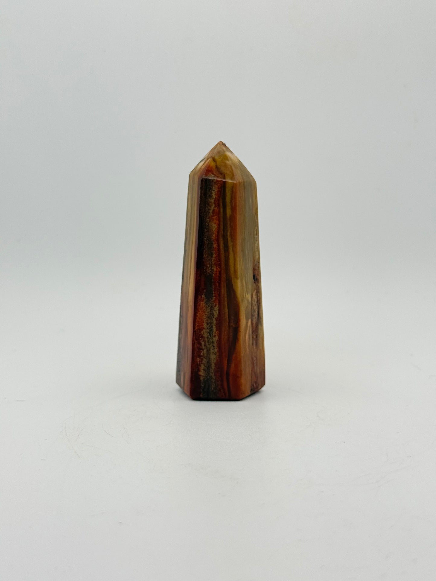 Polished petrified wood tower.