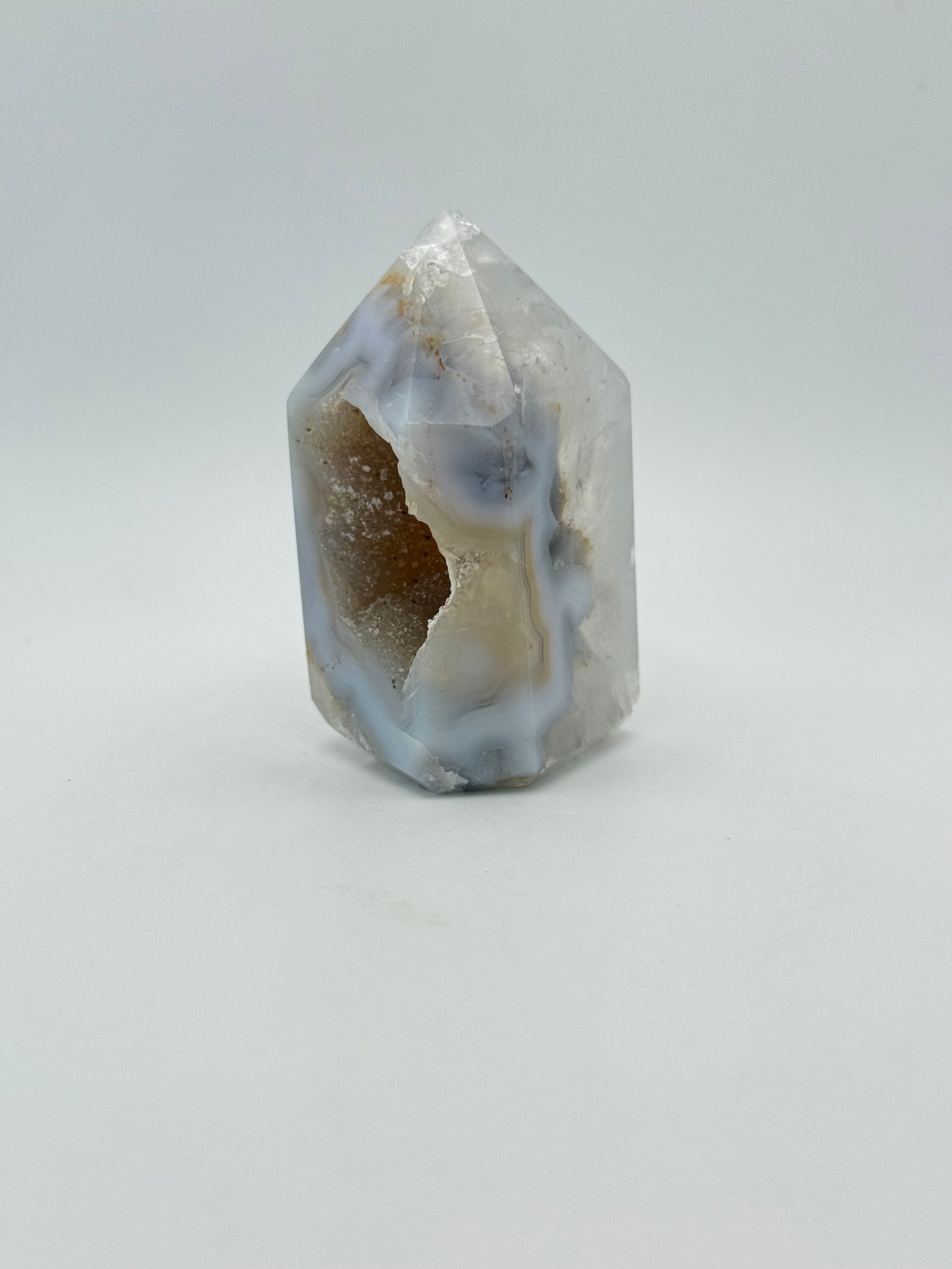 Polished druzy agate tower.