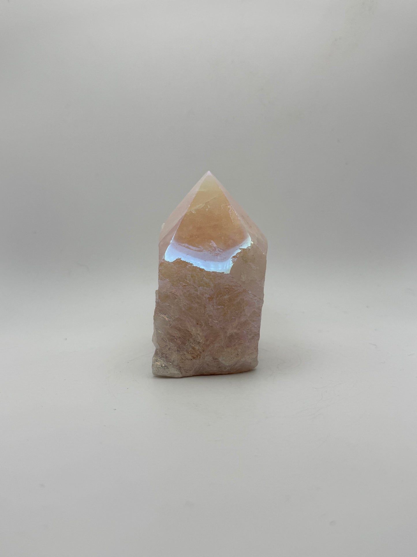 Treated rose quartz tower.