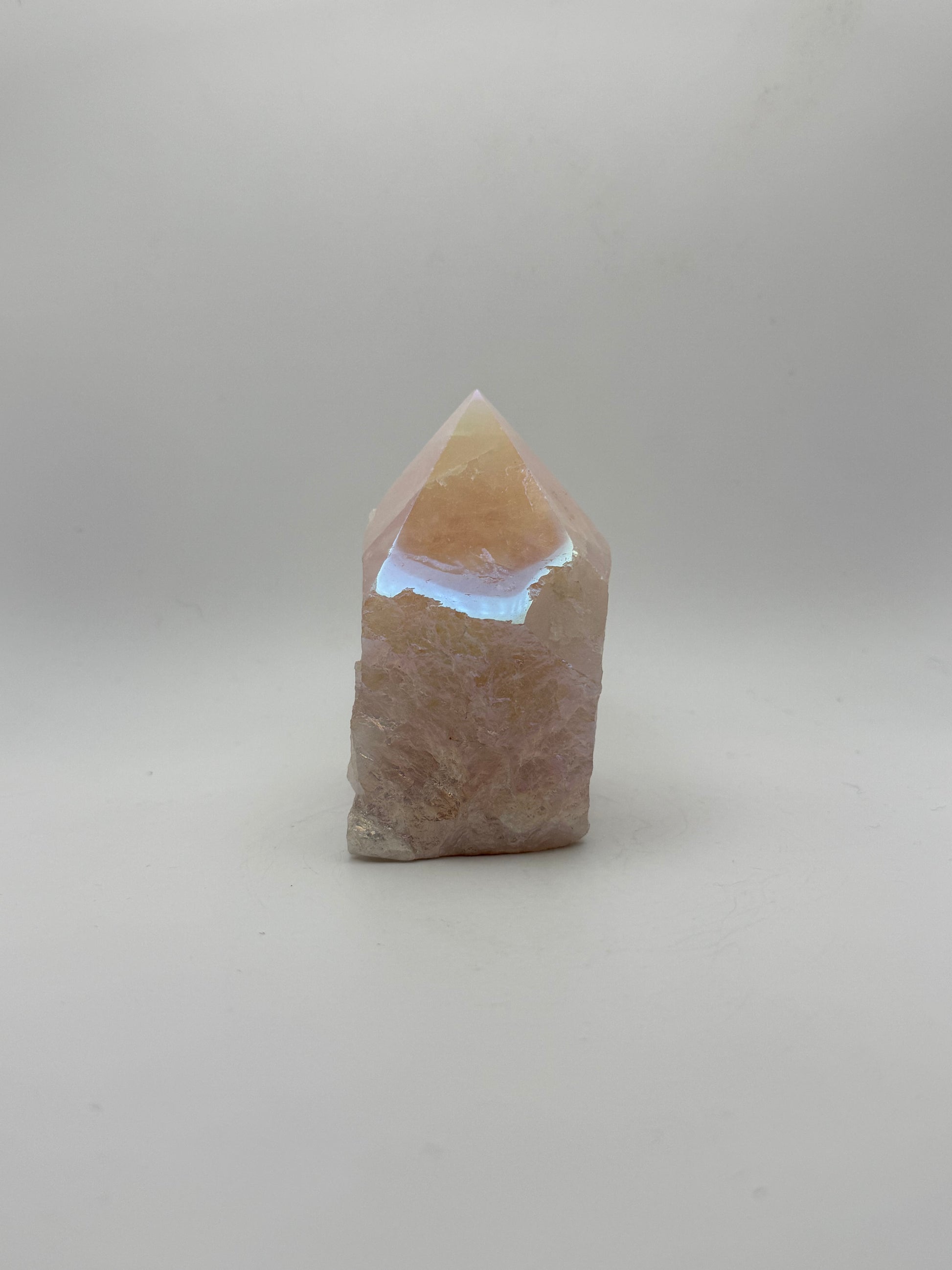 Treated rose quartz tower.