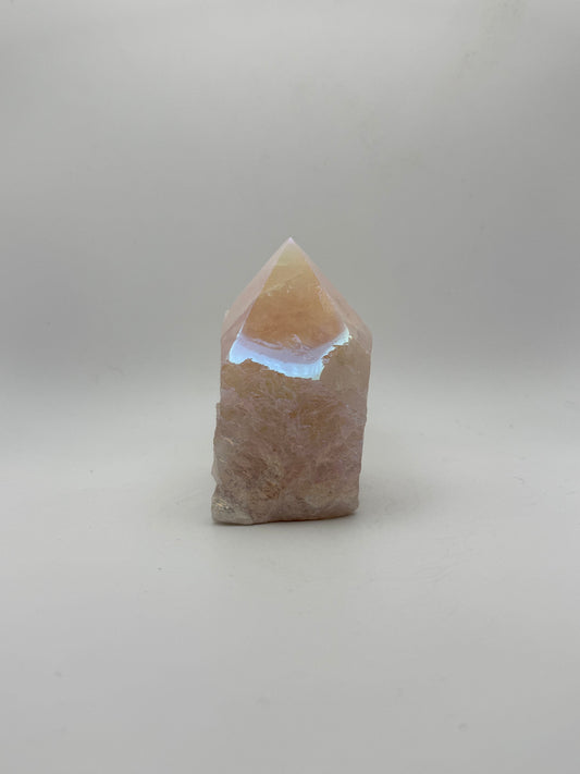 Treated rose quartz tower.