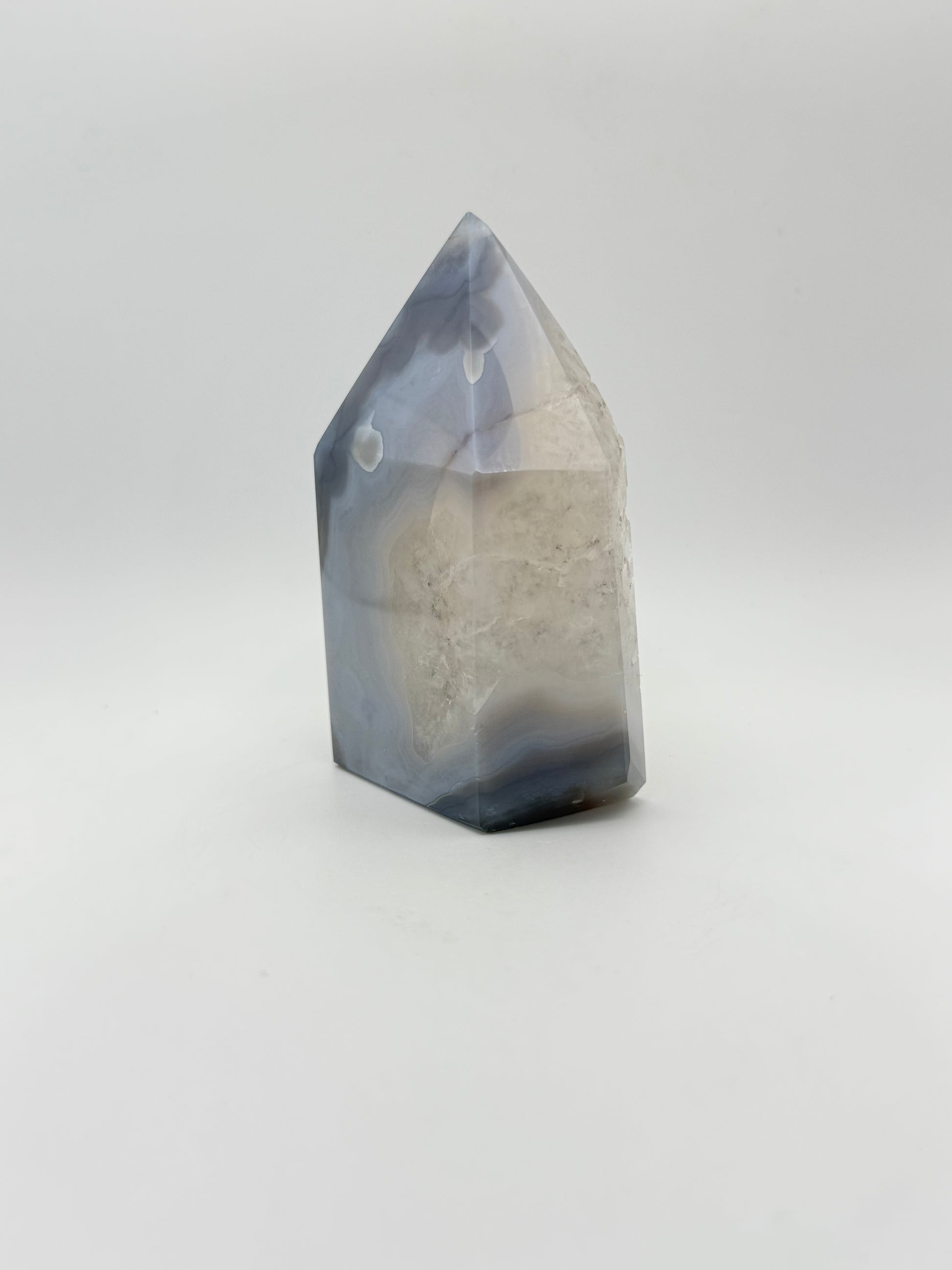 Polished druzy agate tower. a little over 4 inches tall.