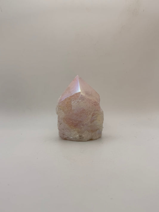 Treated rose quartz tower.