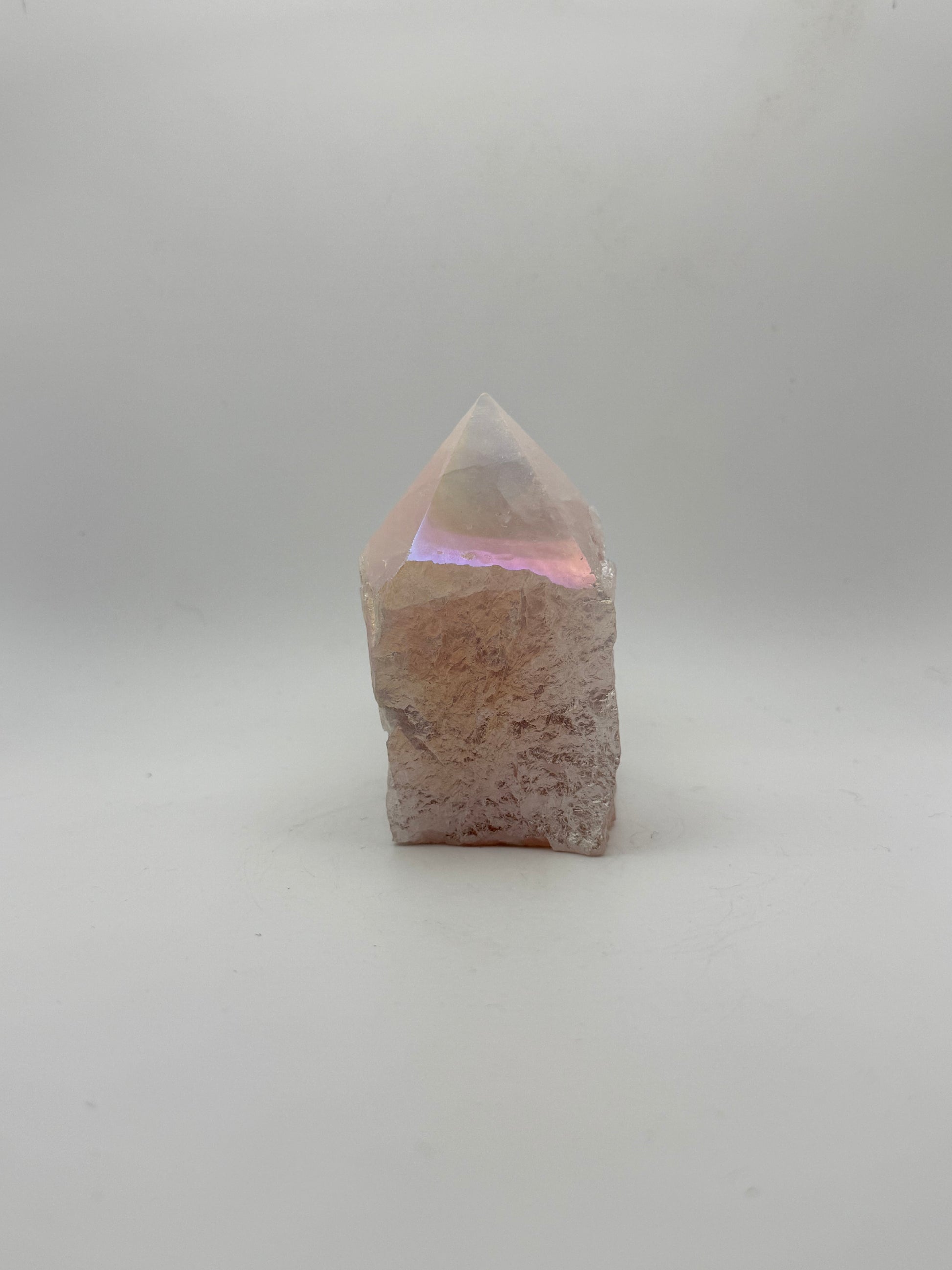 Treated rose quartz tower.