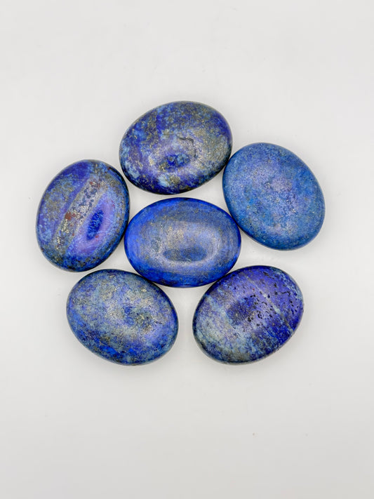Polished Lapis Lazuli palm stone.