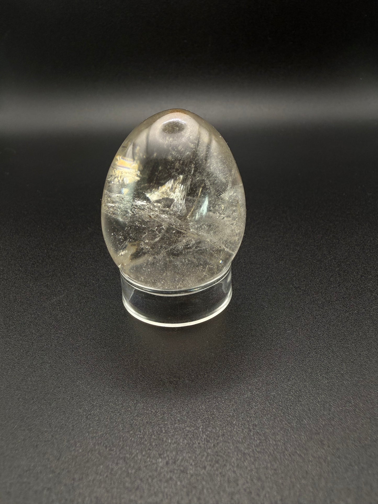 Clear quartz polished crystal egg.