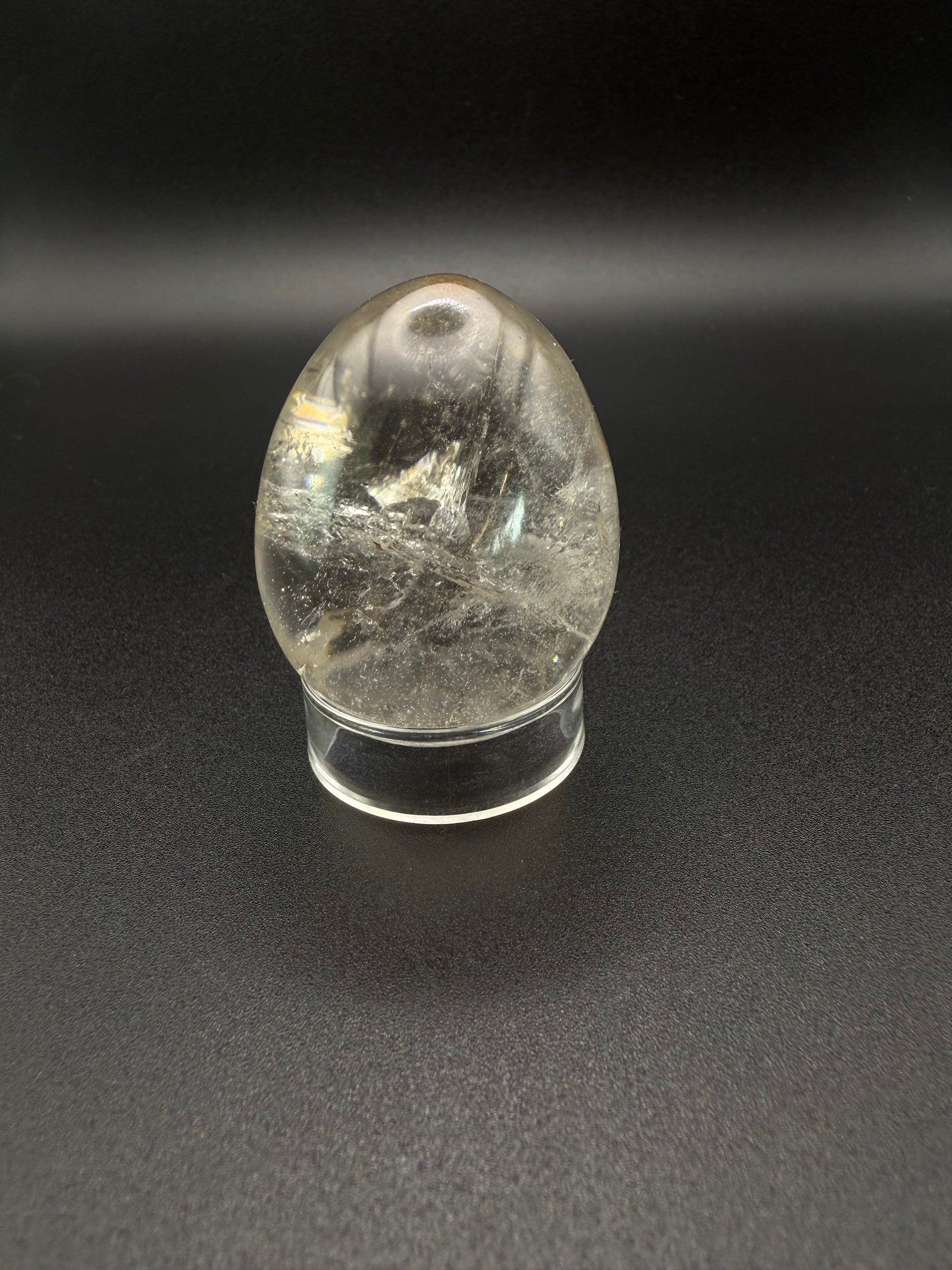 Clear quartz polished crystal egg.