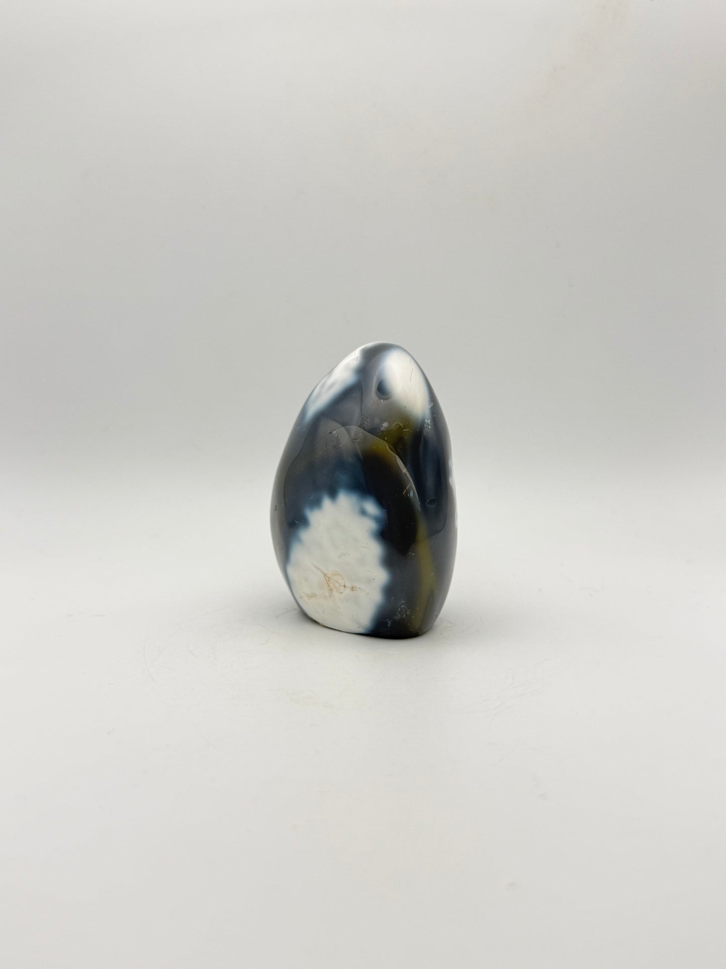 Polished orca agate free form.