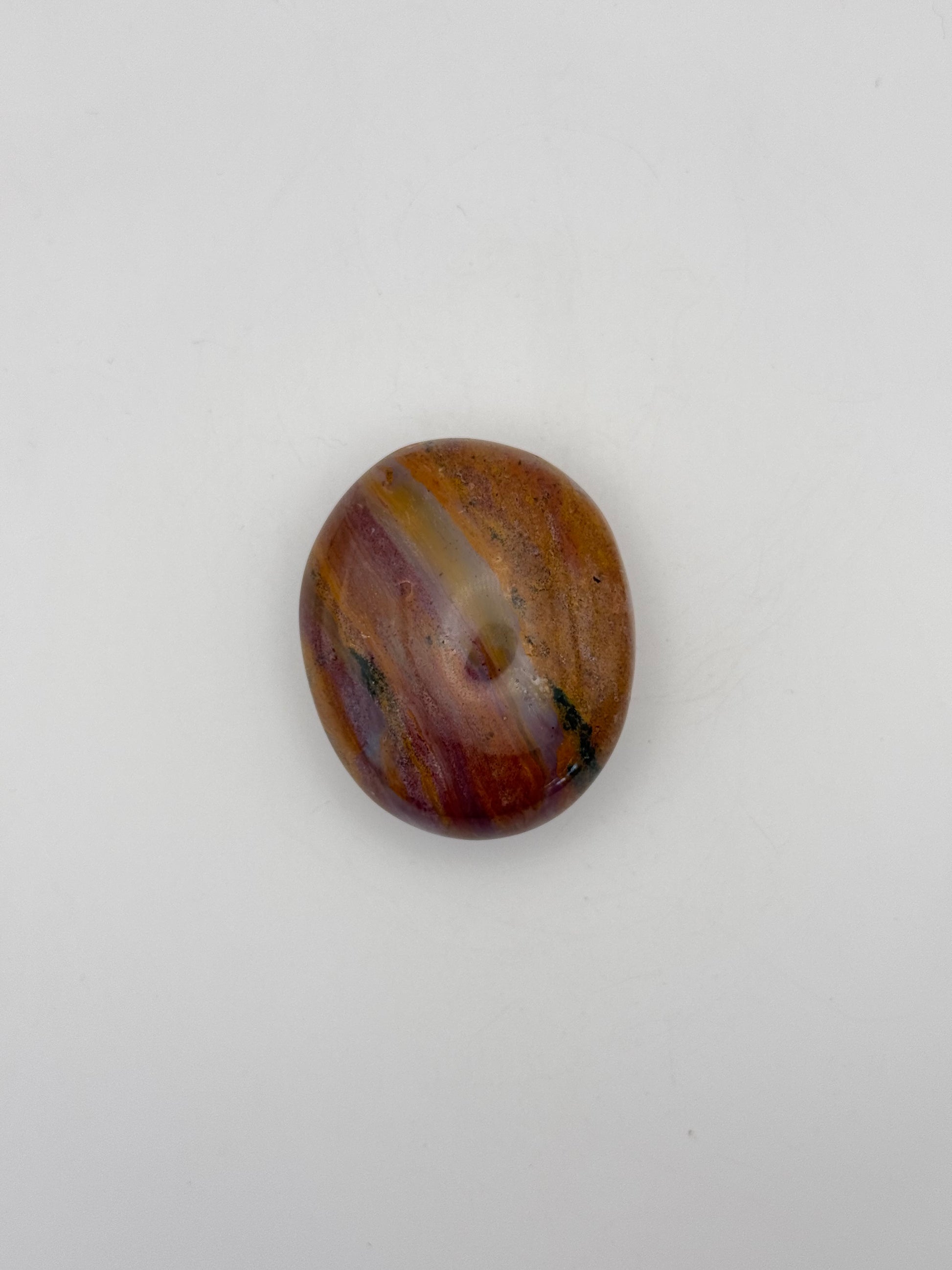 Polished ocean jasper palm stone.