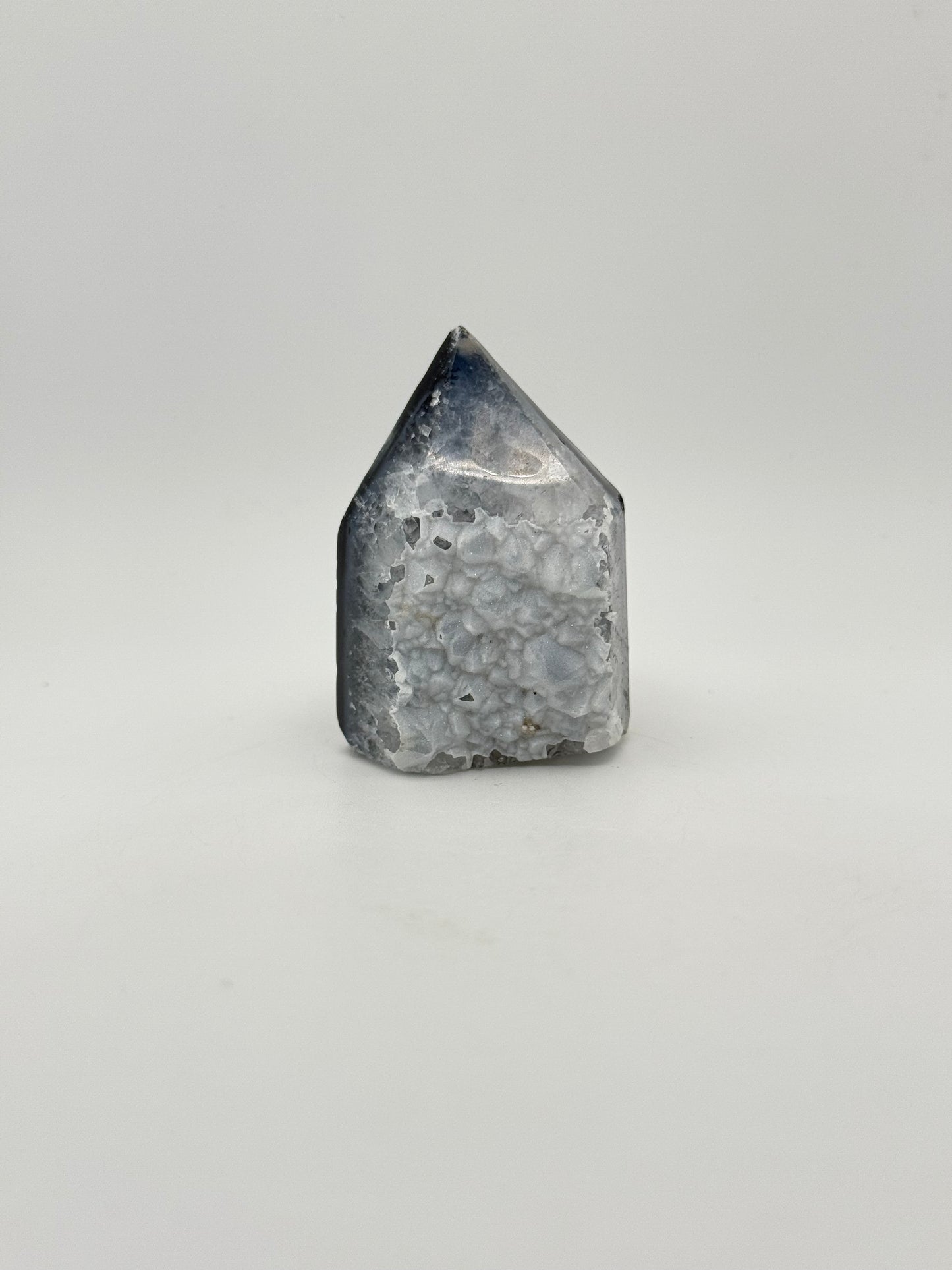 Polished druzy agate tower. About 2.25  inches tall.