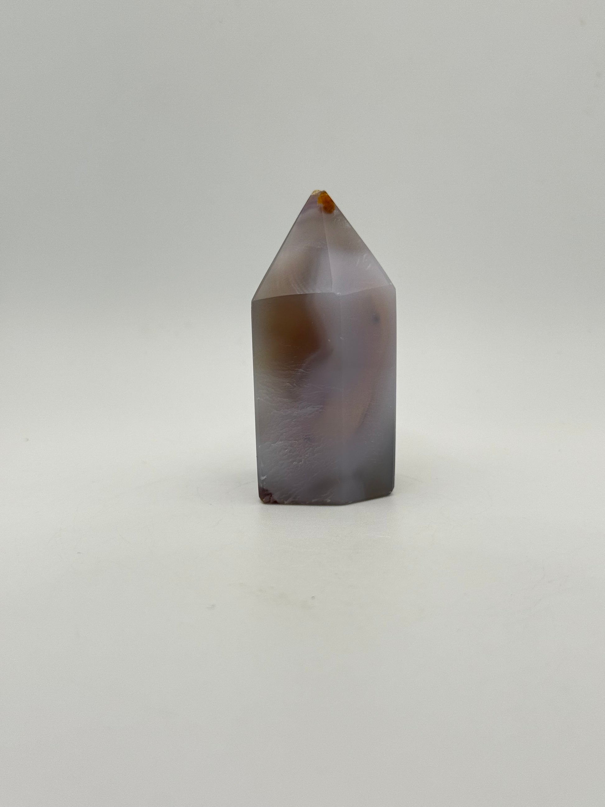 Polished druzy agate tower. About 2.5  inches tall.