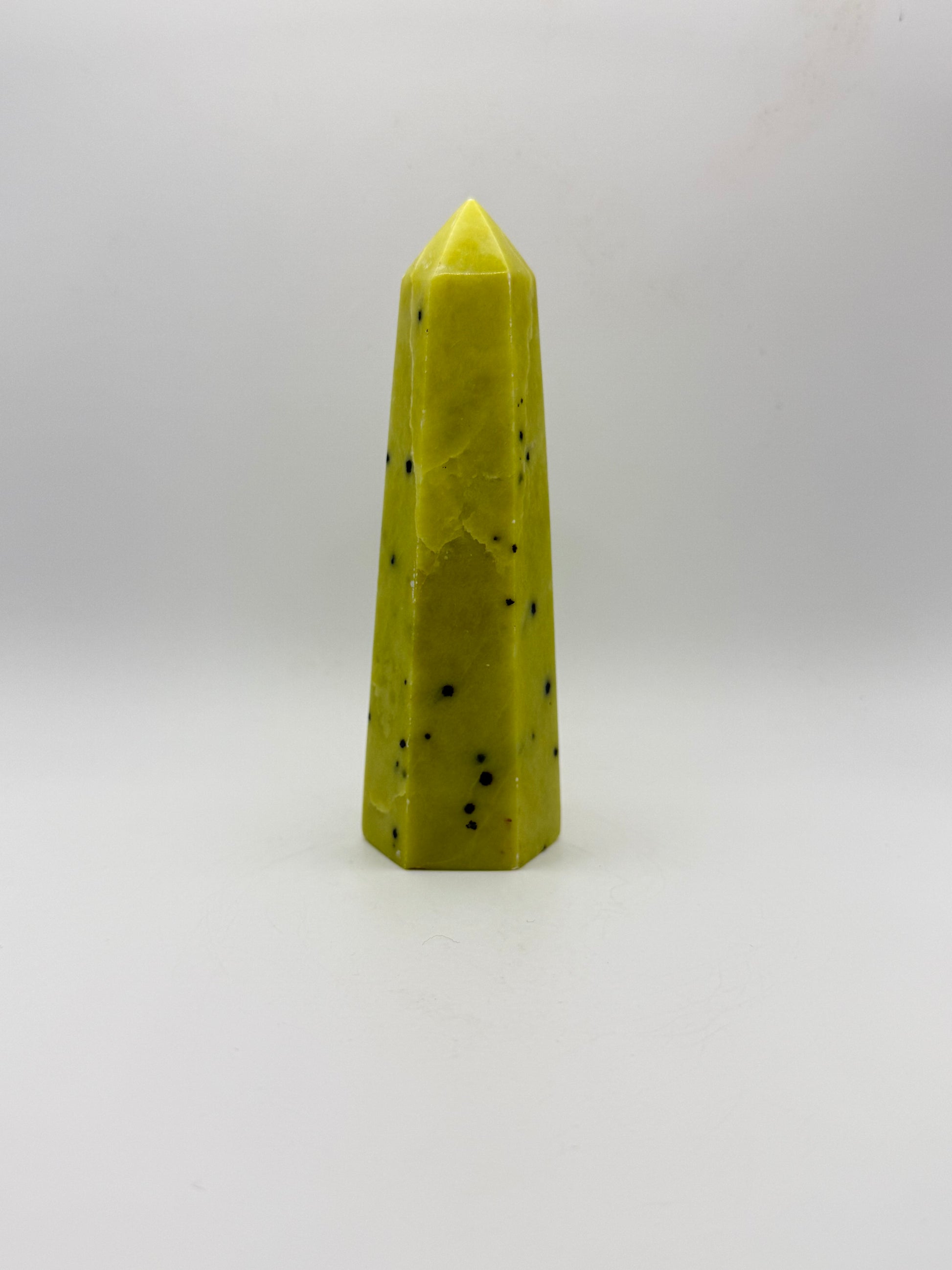Polished healerite six sided tower.
