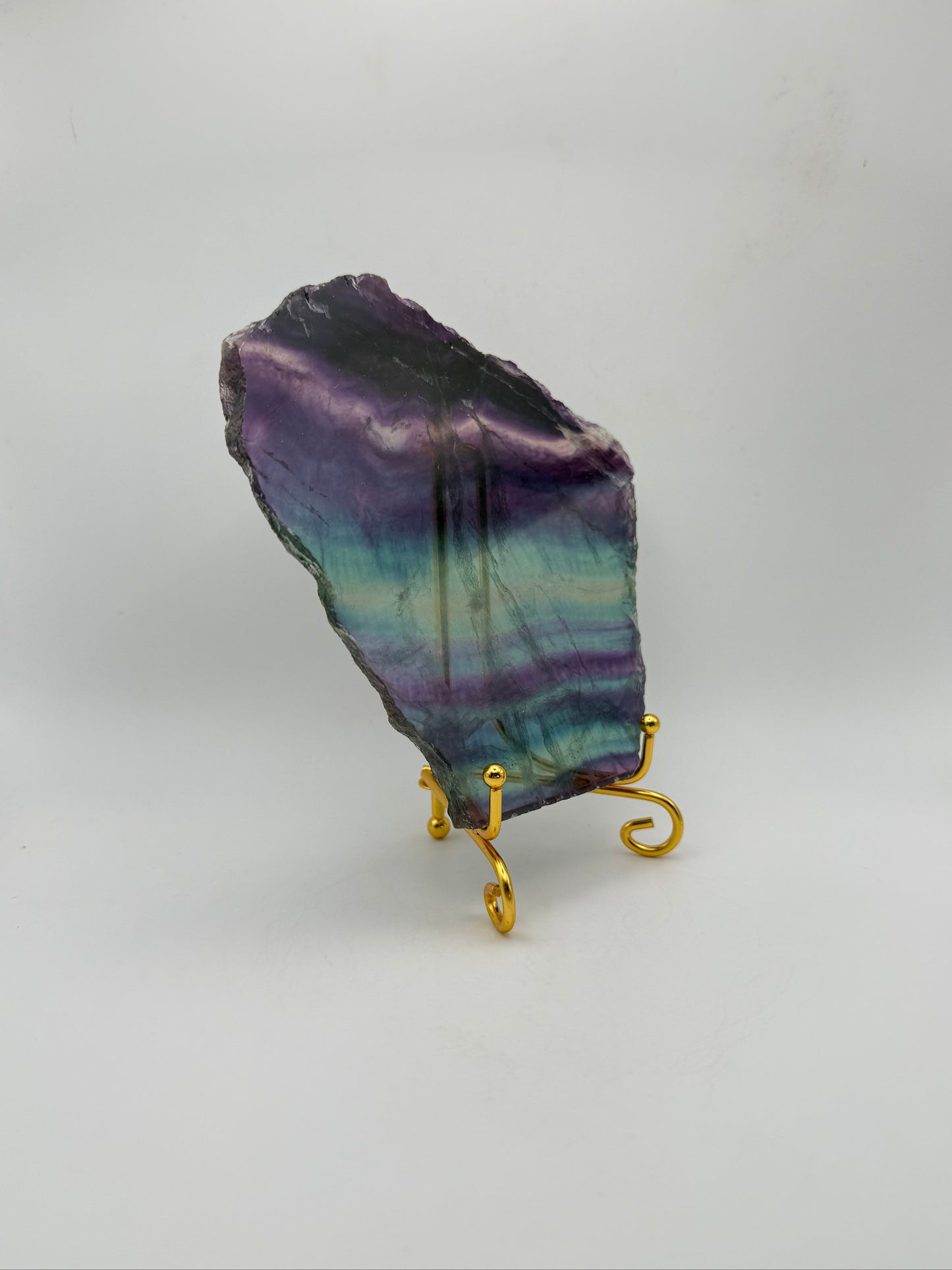 Rainbow Fluorite slab with amazing green, blue, and purple colors.