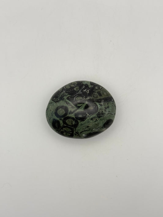 Polished kambaba jasper palm stone.